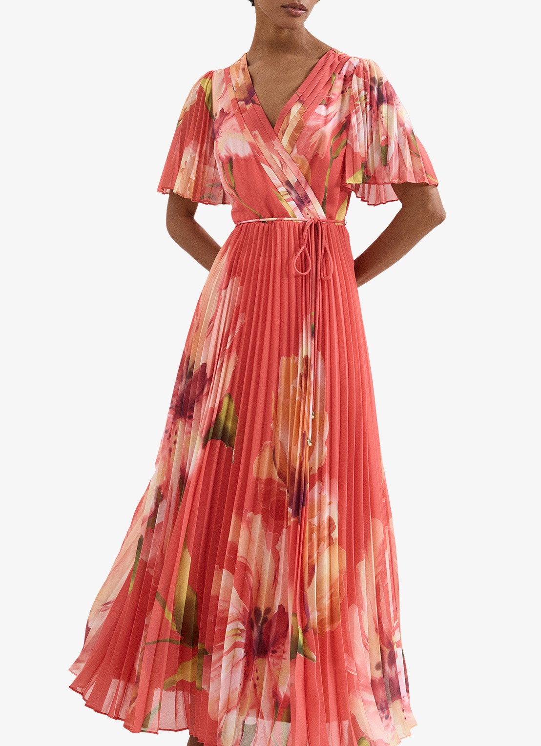 Phase Eight Abigail maxi jurk met bloemenprint - detail 4 koraal