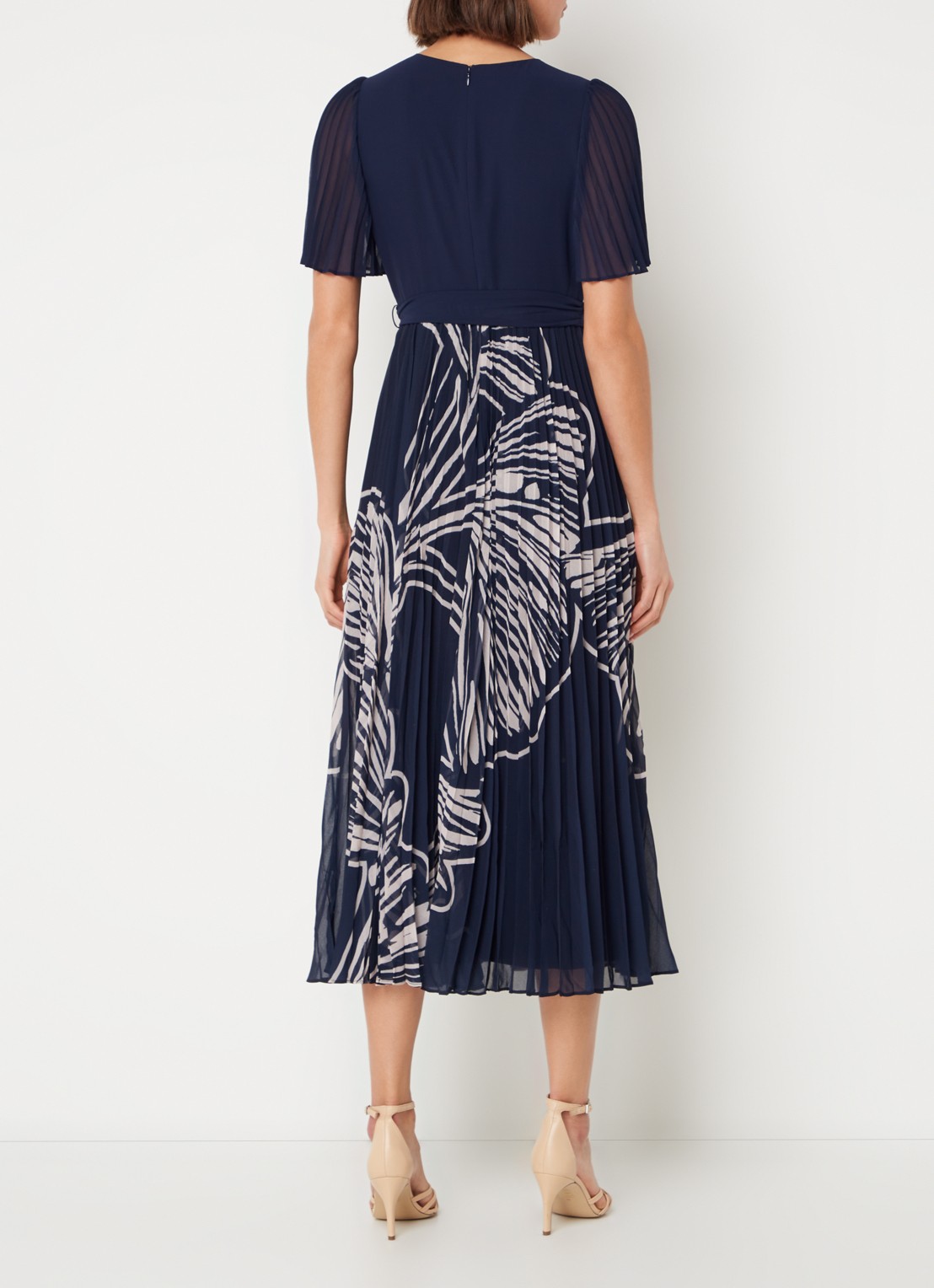 Phase Eight Abigail midi tuniekjurk met print en plissé  - achterkant donkerblauw