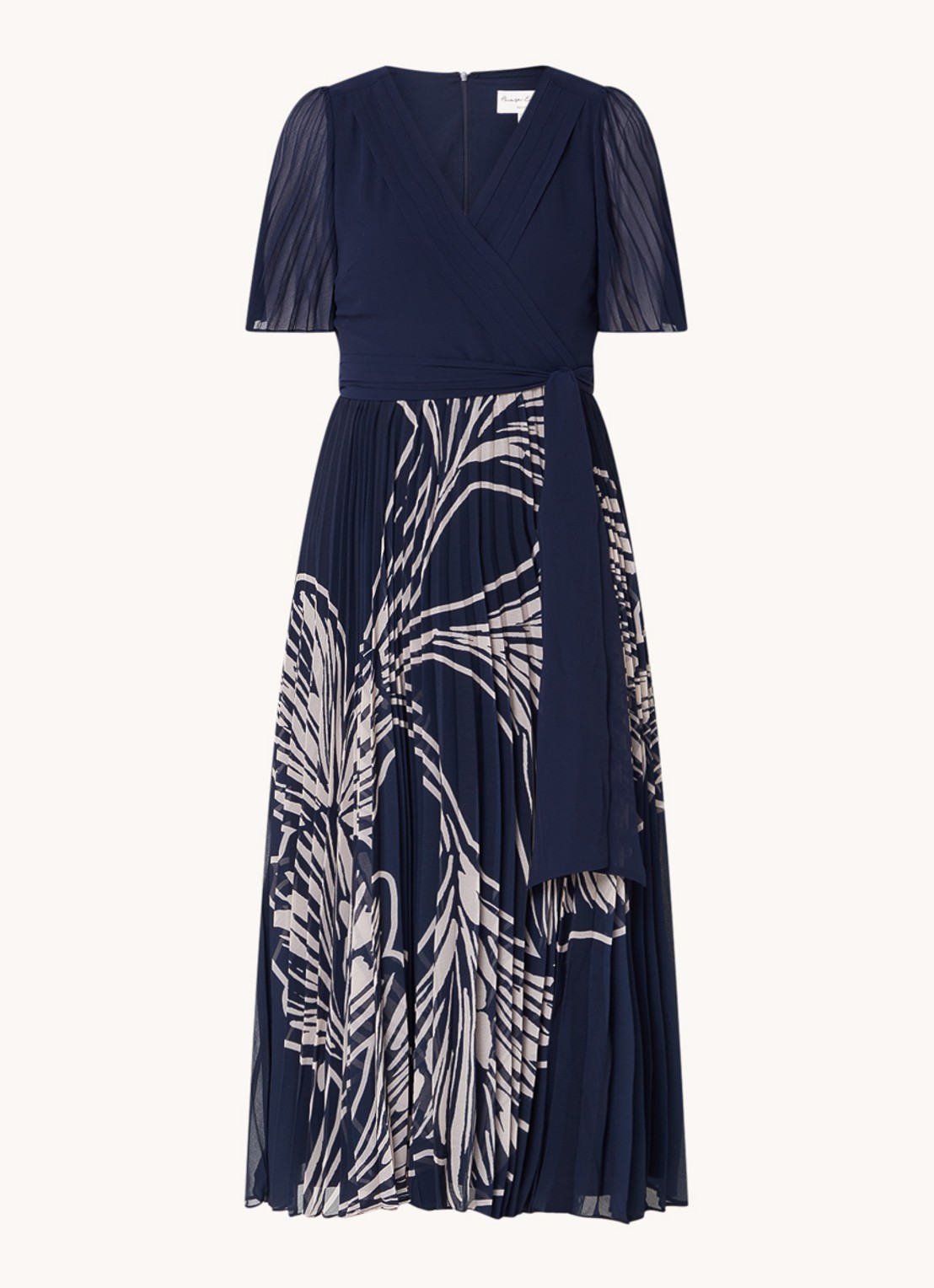 Phase Eight Abigail midi tuniekjurk met print en plissé  - voorkant 2 donkerblauw