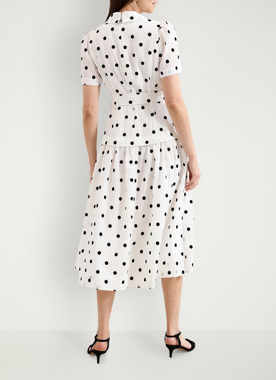 Phase Eight Adele midi jurk met stippenprint - achterkant 6 ivoor