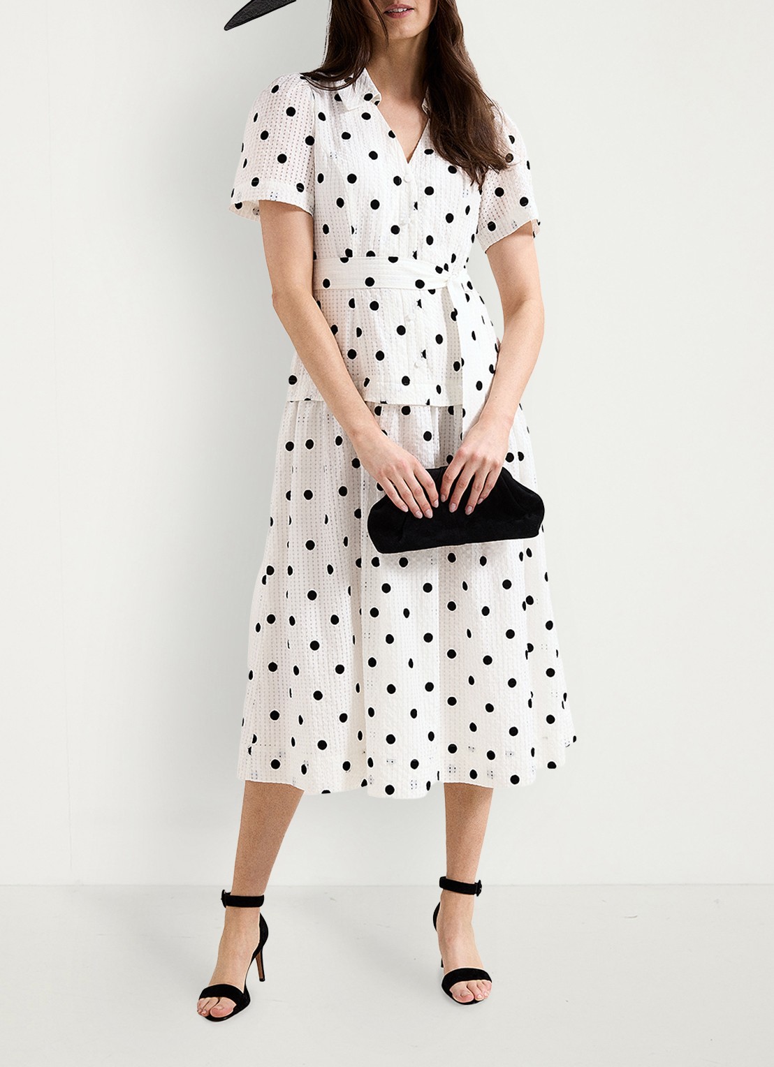 Phase Eight Adele midi jurk met stippenprint - detail 5 ivoor