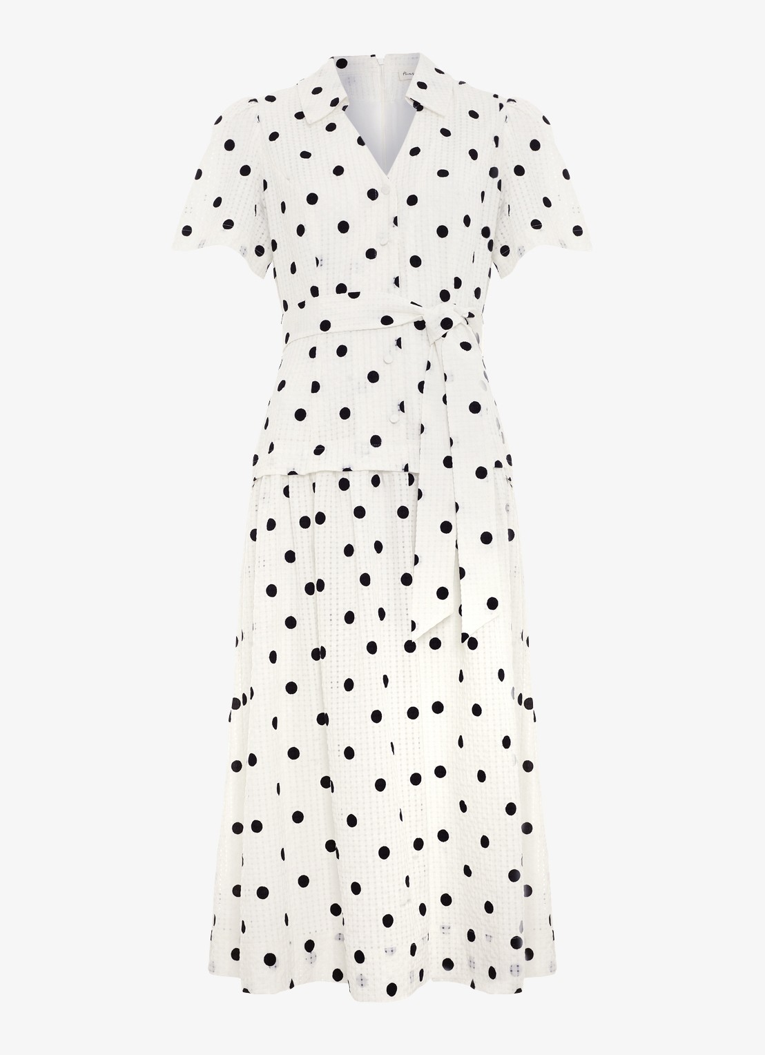 Phase Eight Adele midi jurk met stippenprint - voorkant 7 ivoor
