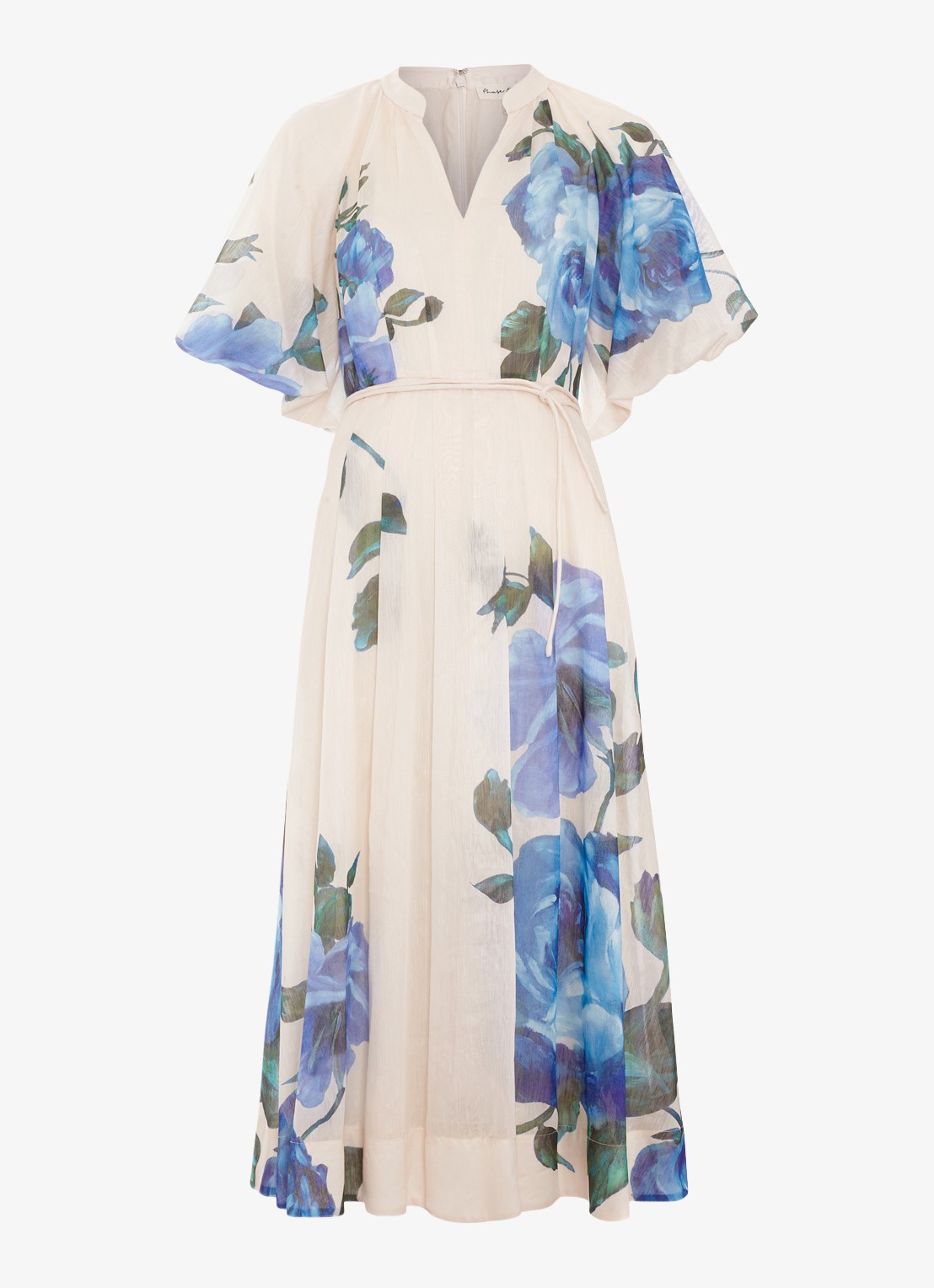 Phase Eight Adeline midi jurk met bloemenprint - voorkant 2 blauw
