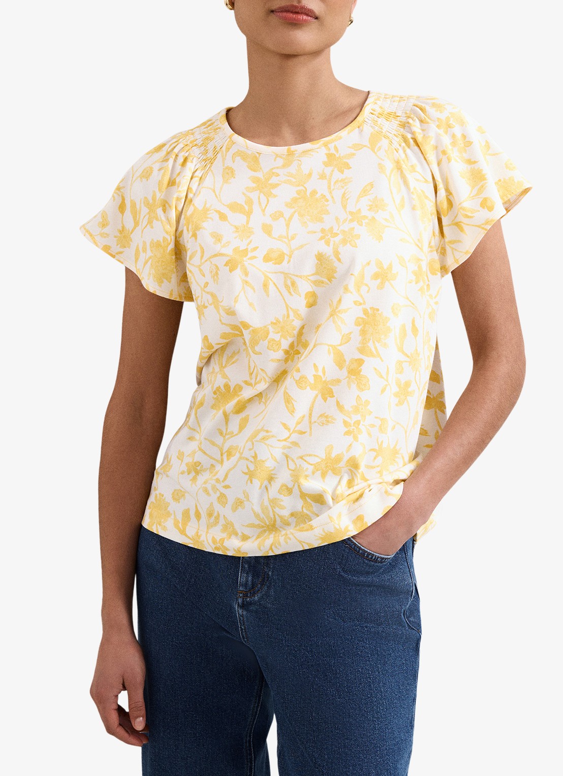 Phase Eight Adeline top met bloemenprint - detail geel