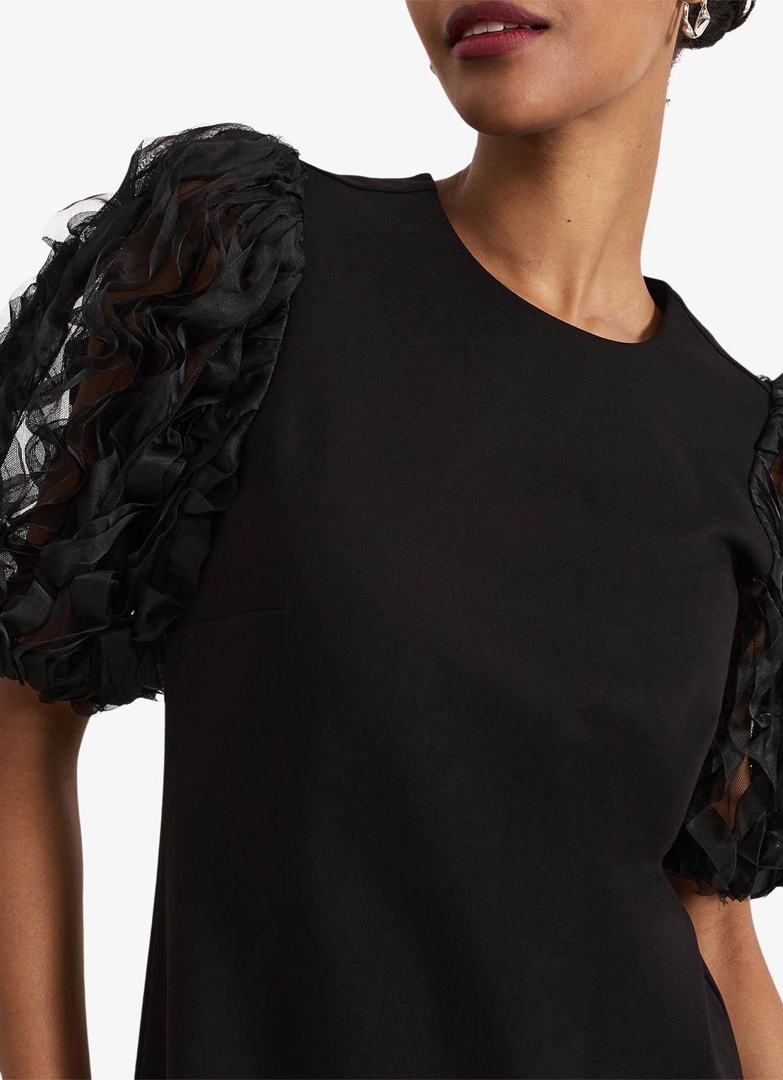 Phase Eight Aida mini jurk met pofmouw - detail 4 zwart