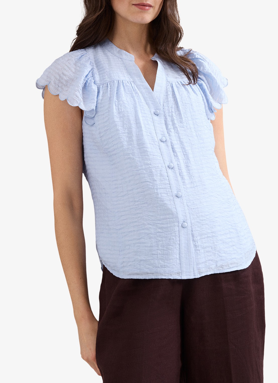 Phase Eight Aleasha blouse met V-hals - detail 4 lichtblauw