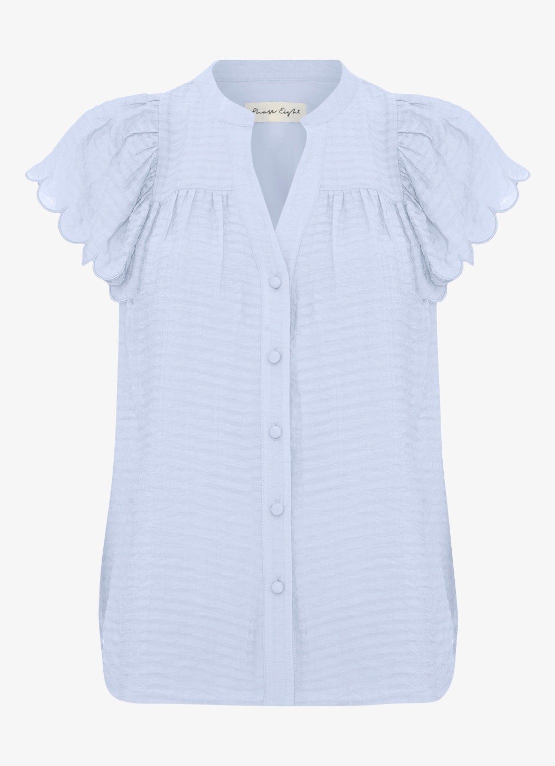 Phase Eight Aleasha blouse met V-hals - voorkant 2 lichtblauw