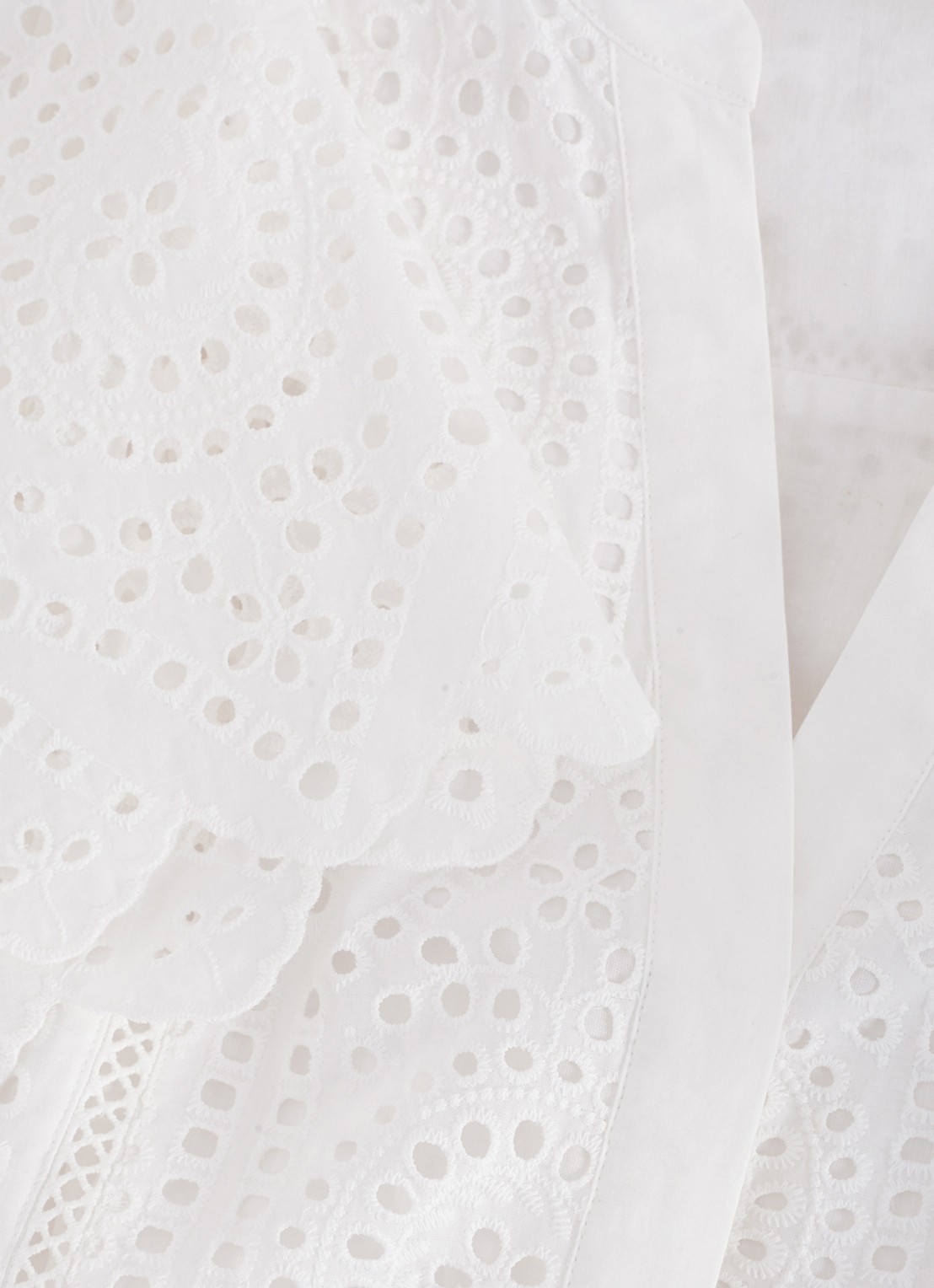 Phase Eight Aletta midi blousejurk met broderie en strikceintuur  - detail 7 wit