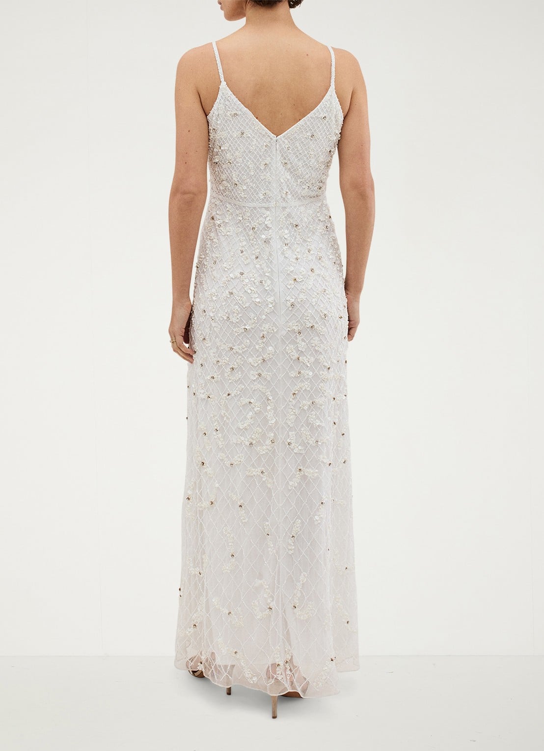 Phase Eight Alexia maxi jurk met studs - achterkant 3 gebroken wit