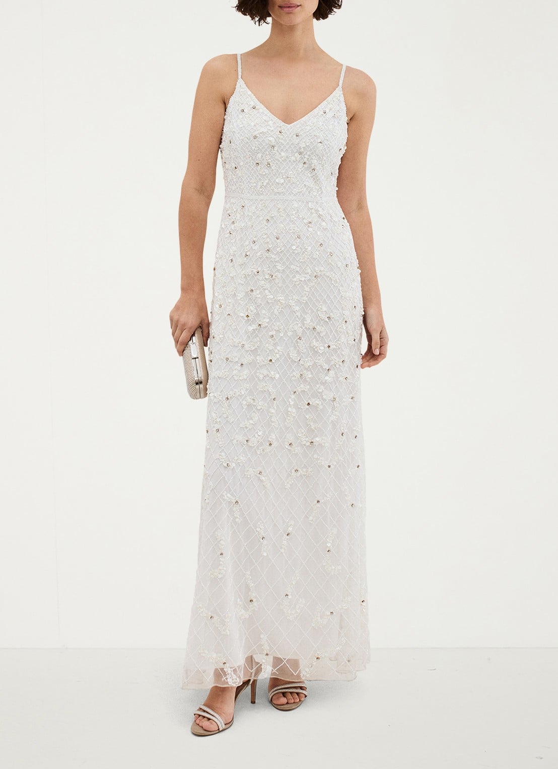 Phase Eight Alexia maxi jurk met studs - detail 4 gebroken wit