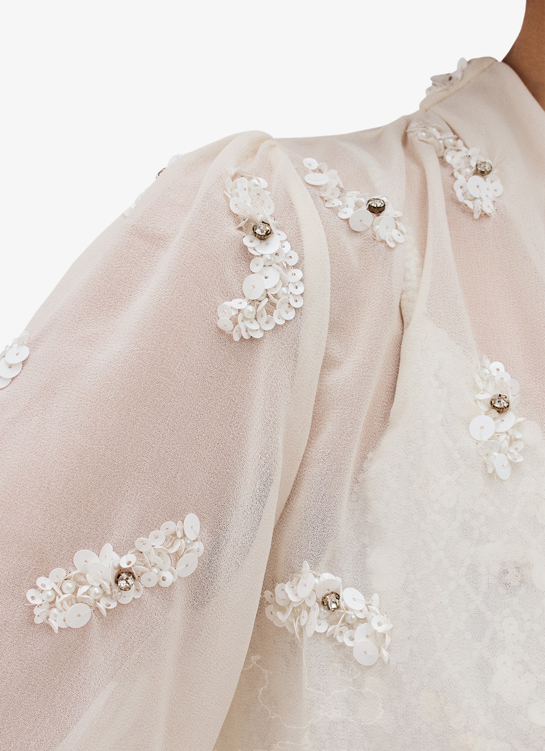 Phase Eight Alexia semi-transparante bolero met strass - detail 3 gebroken wit