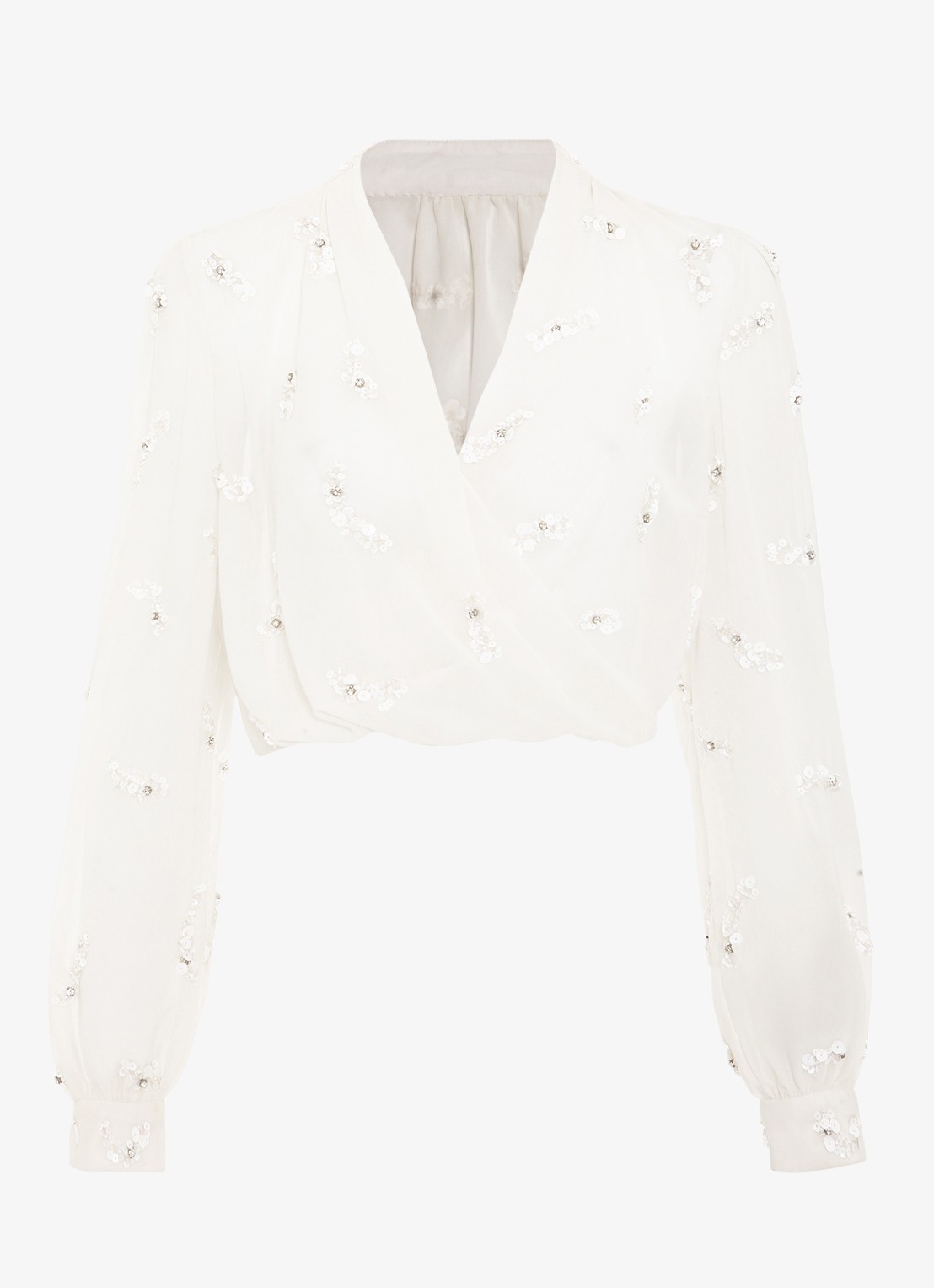 Phase Eight Alexia semi-transparante bolero met strass - voorkant 7 gebroken wit