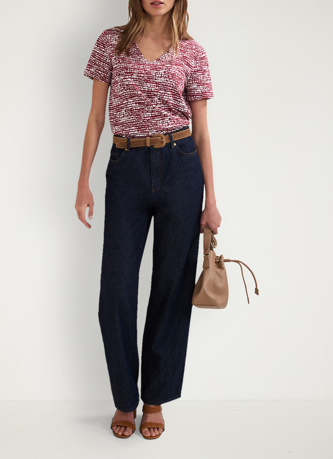 Phase Eight Alice T-shirt met print - voorkant 3 bordeauxrood