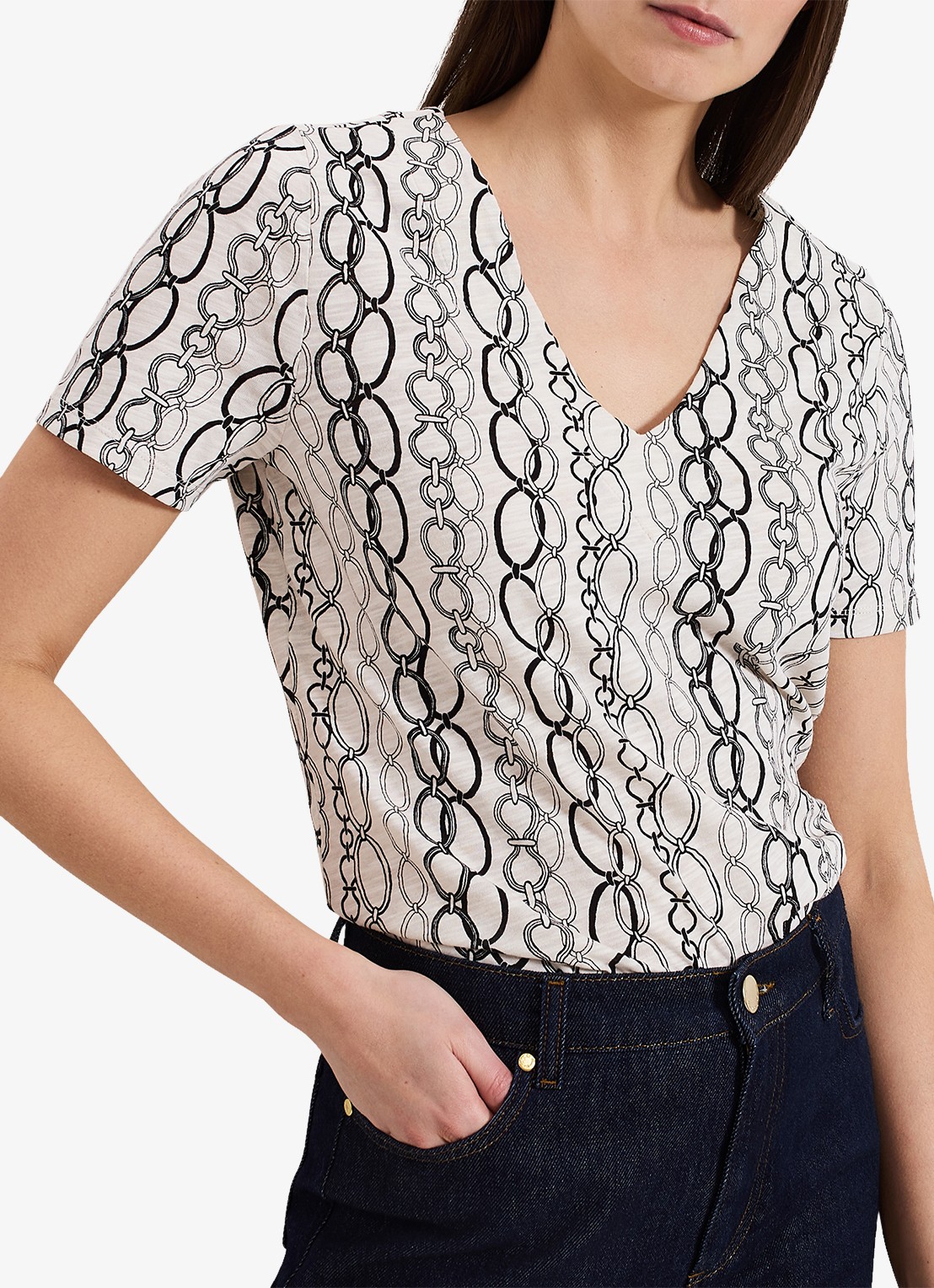 Phase Eight Alice top met print - detail 3 gebroken wit