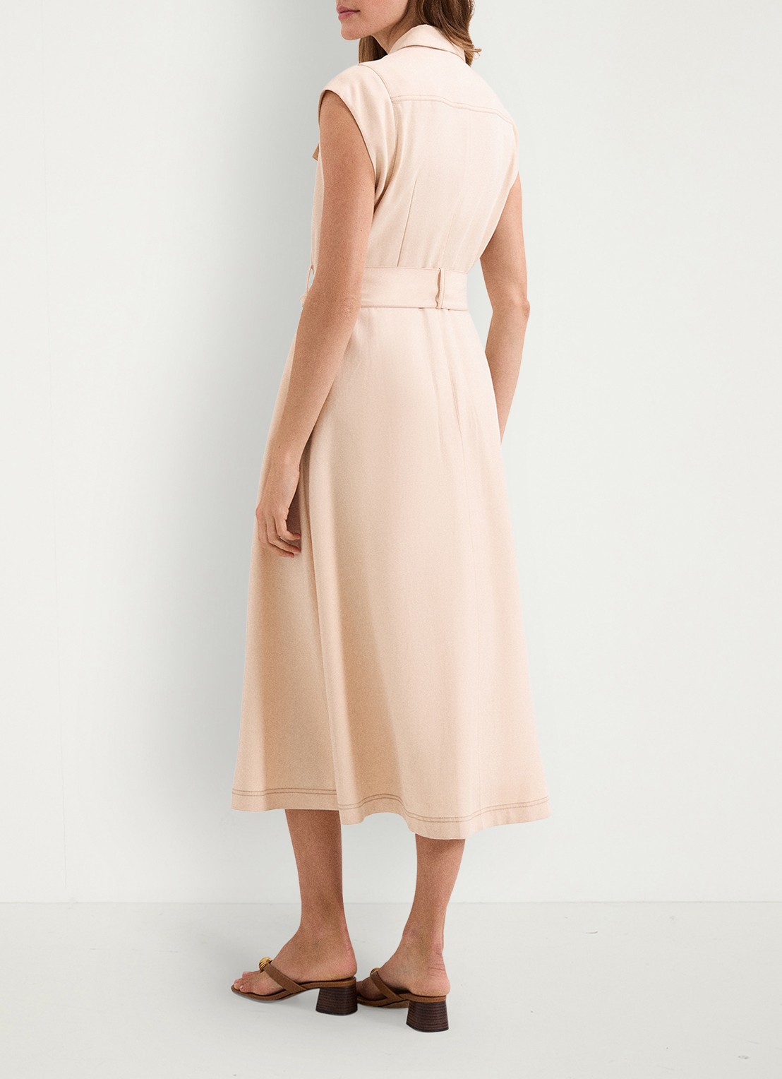 Phase Eight Alira midi jurk met strikceintuur - achterkant creme