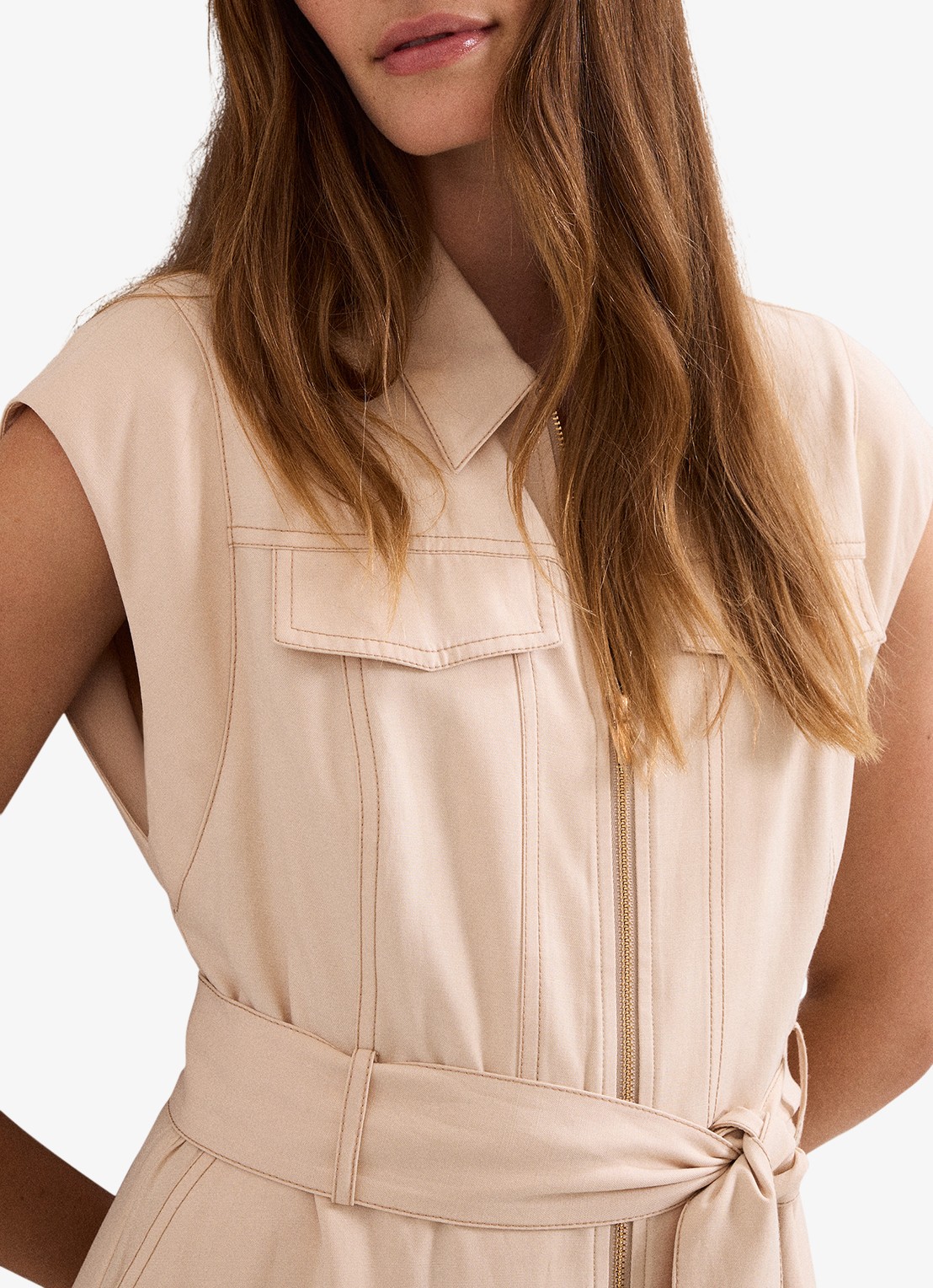 Phase Eight Alira midi jurk met strikceintuur - detail 7 creme