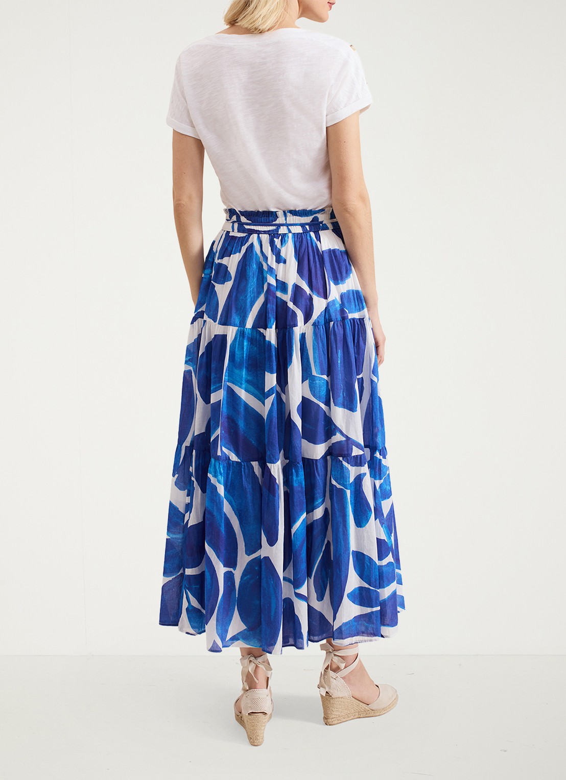 Phase Eight Alva midi rok met print - achterkant donkerblauw
