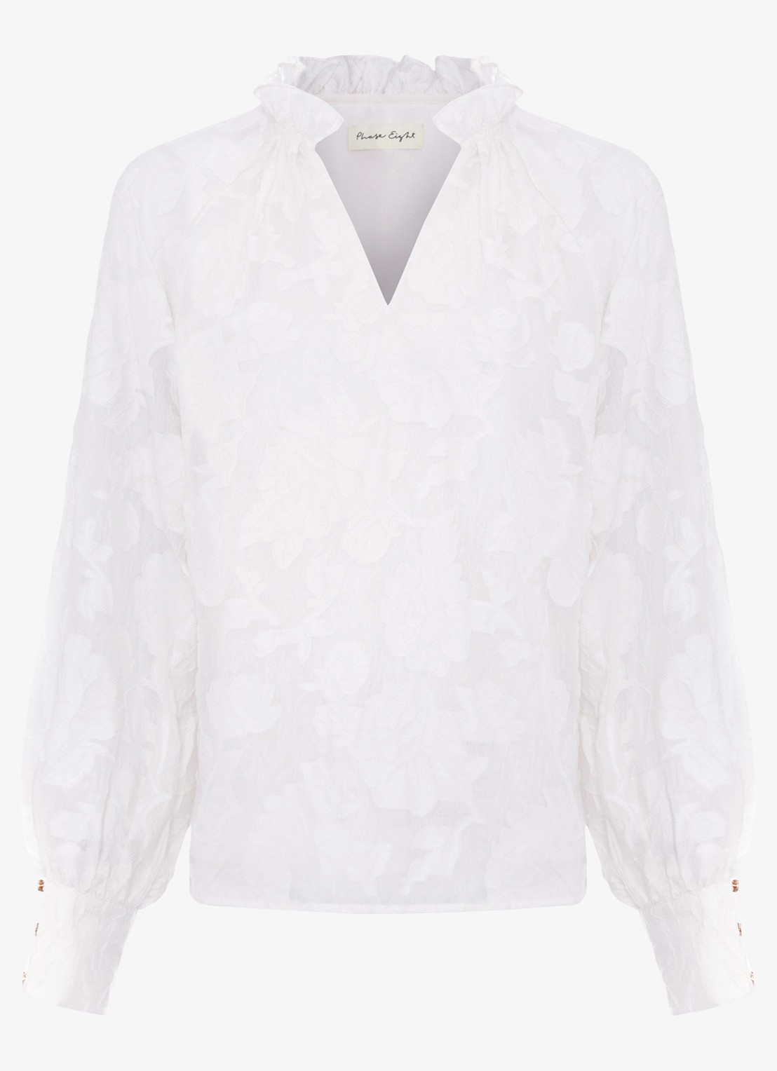 Phase Eight Amal blouse met bloemenprint - voorkant 7 gebroken wit
