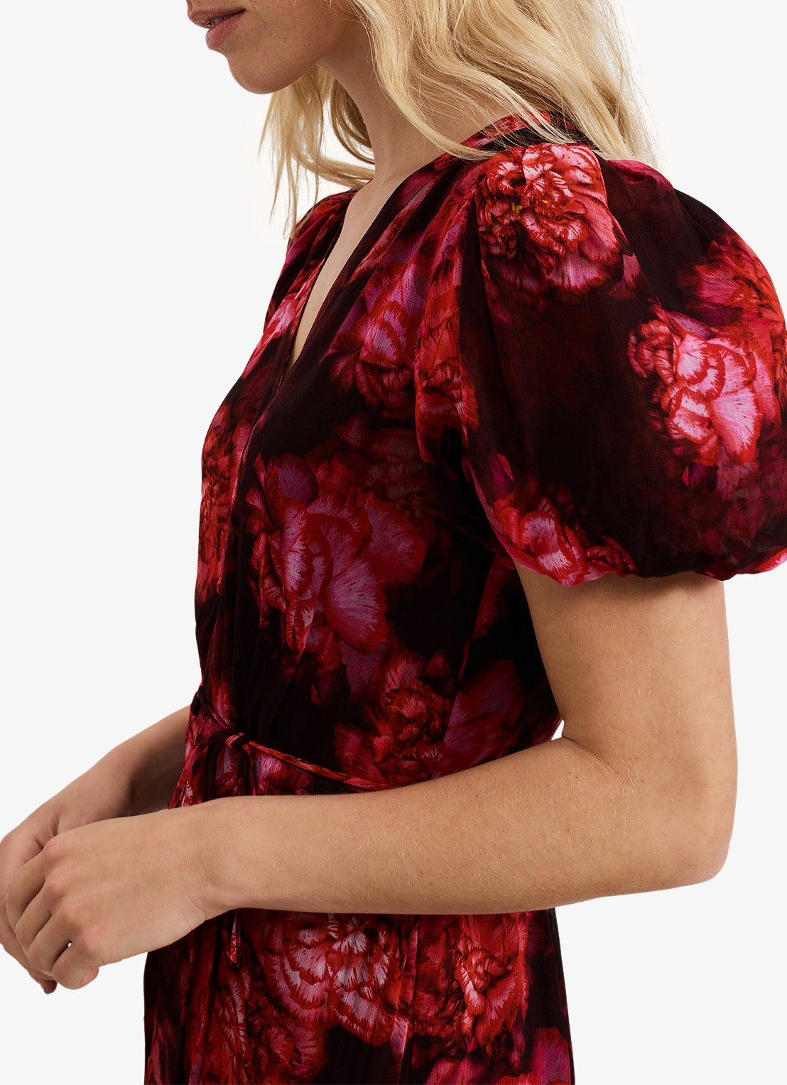 Phase Eight Amaris maxi blousejurk met bloemenprint en strikceintuur - detail 6 rood
