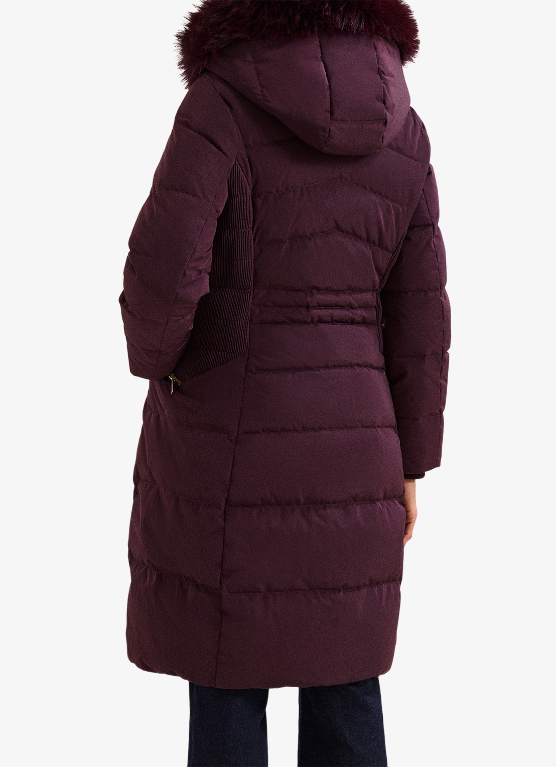 Phase Eight Amber puffer jas met capuchon - achterkant 6 aubergine