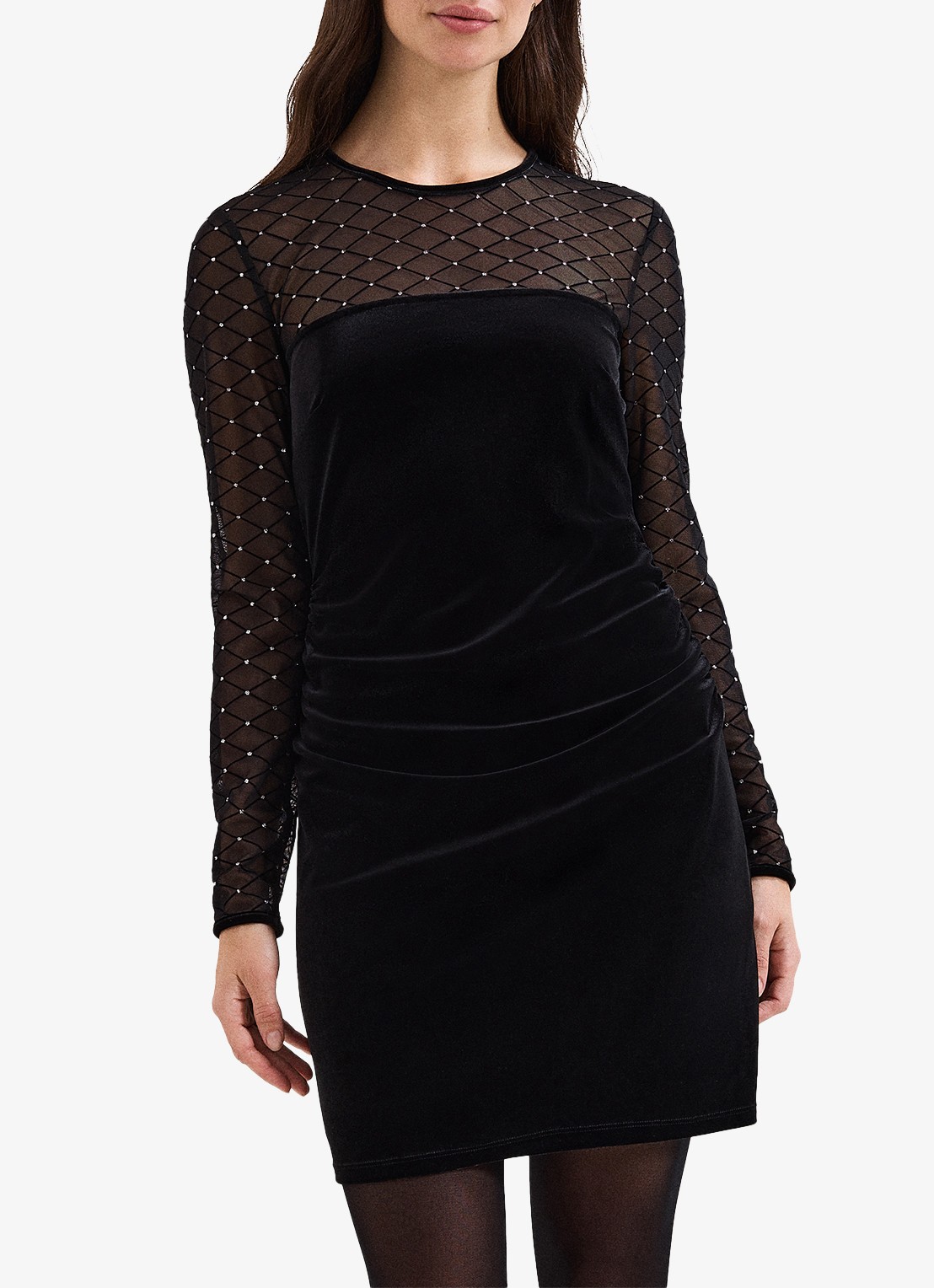 Phase Eight Amberose mini jurk van fluweel met strass - detail zwart
