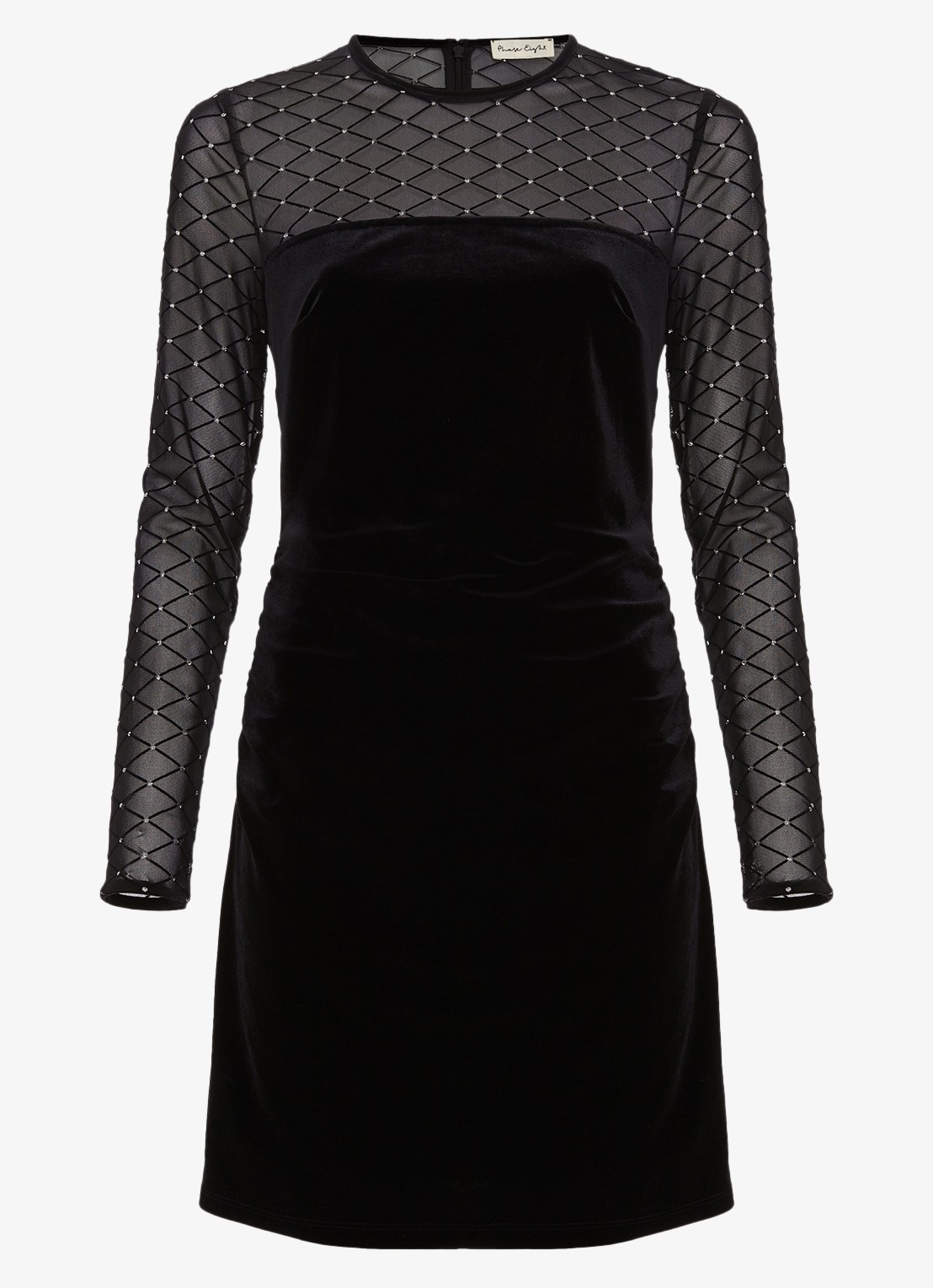 Phase Eight Amberose mini jurk van fluweel met strass - voorkant 7 zwart