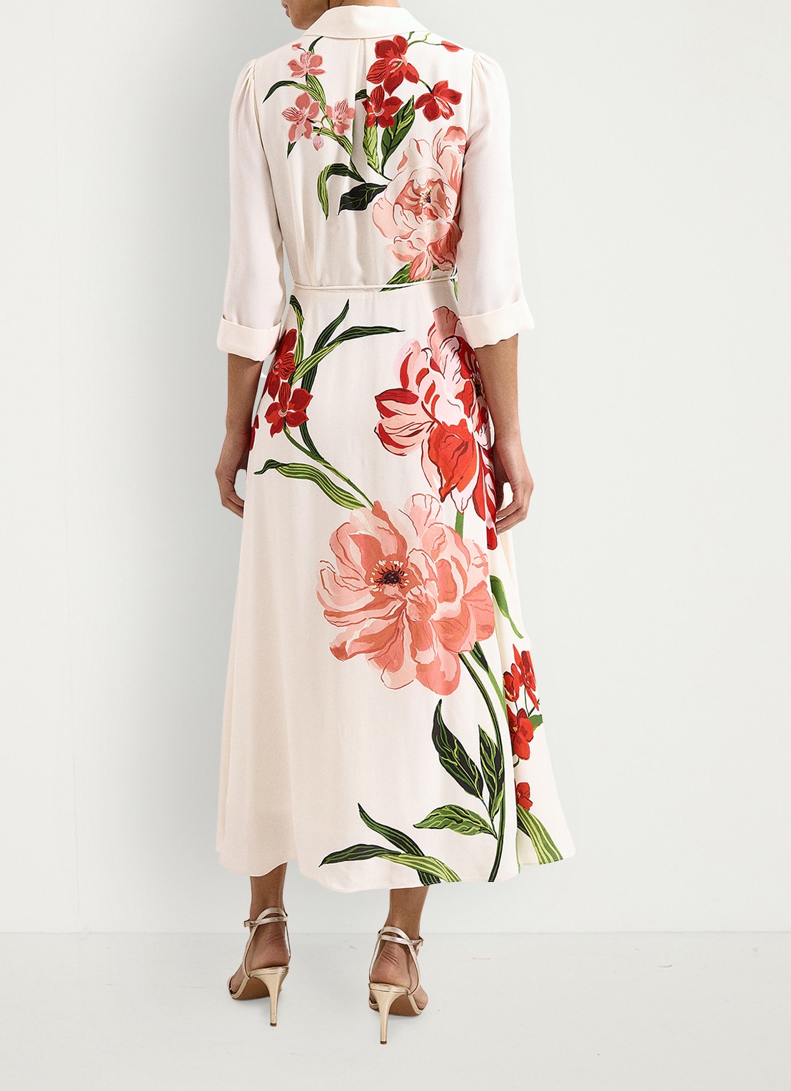 Phase Eight Anabella maxi blousejurk met bloemenprint - achterkant gebroken wit