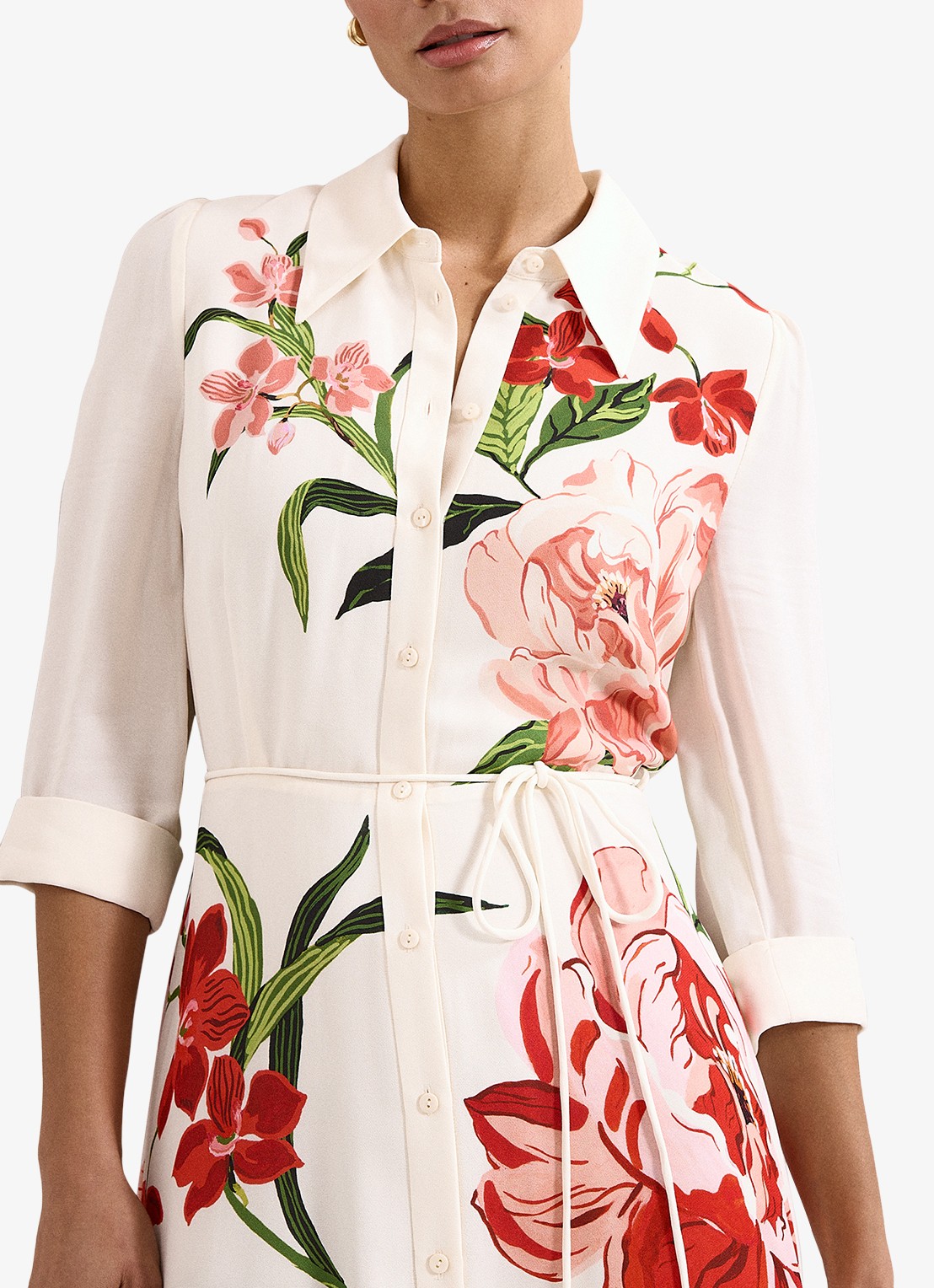 Phase Eight Anabella maxi blousejurk met bloemenprint - detail 4 gebroken wit