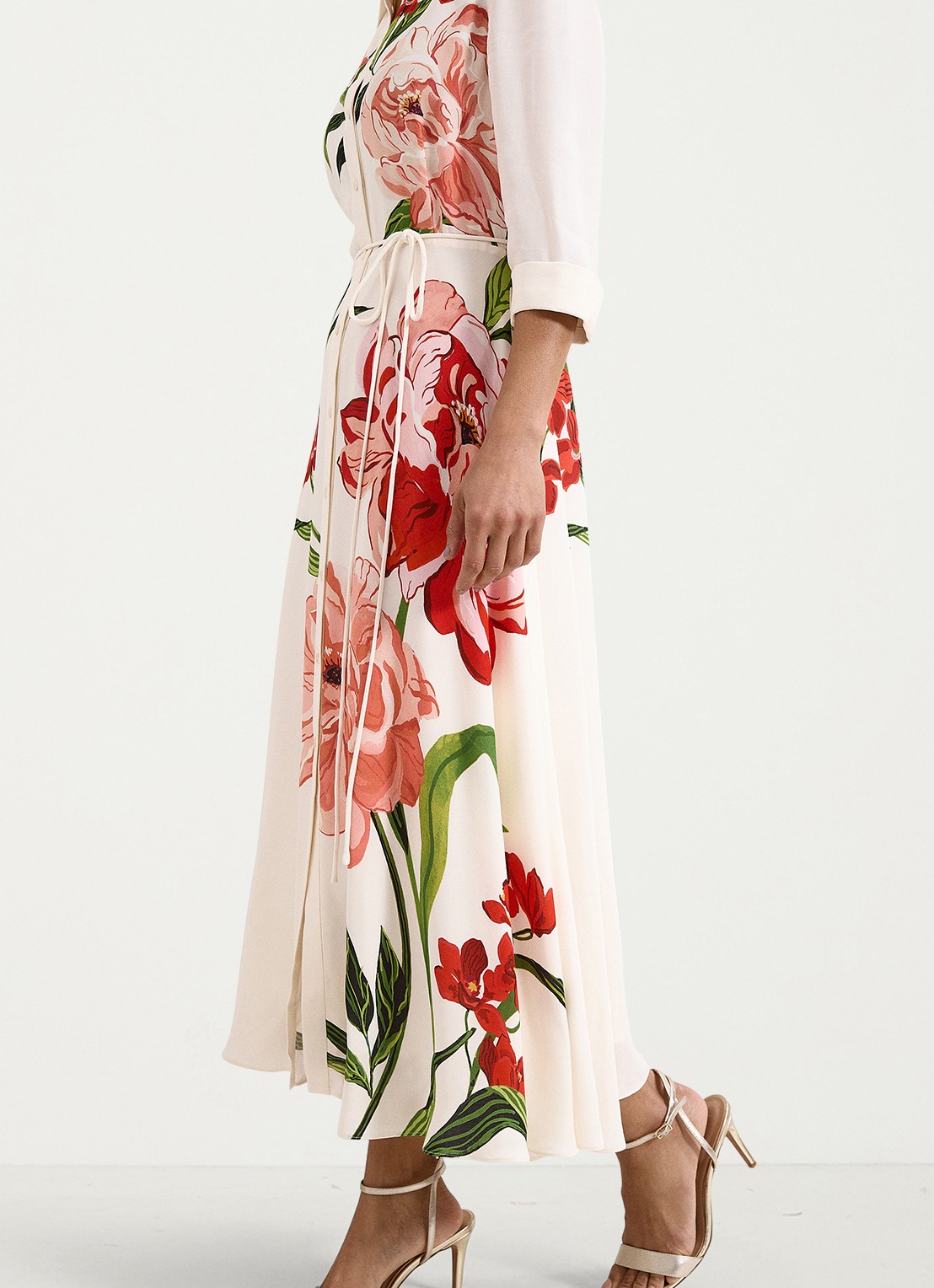 Phase Eight Anabella maxi blousejurk met bloemenprint - detail 6 gebroken wit
