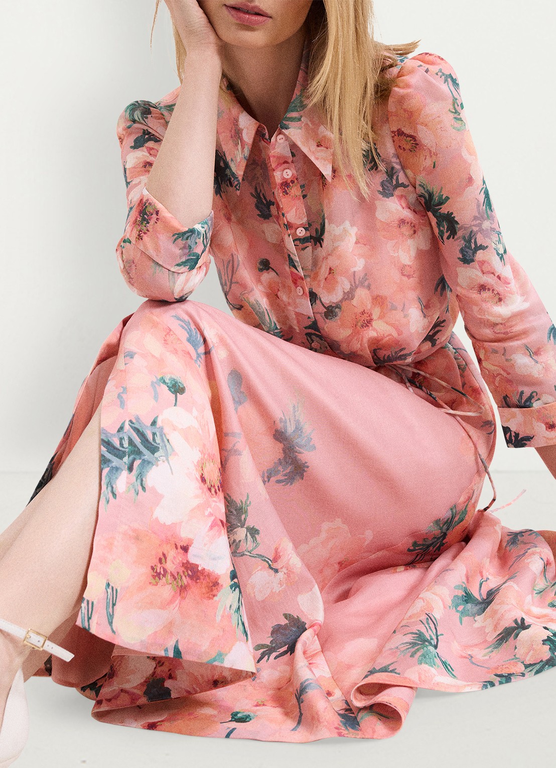 Phase Eight Anabella midi jurk met bloemenprint - detail 3 oudroze
