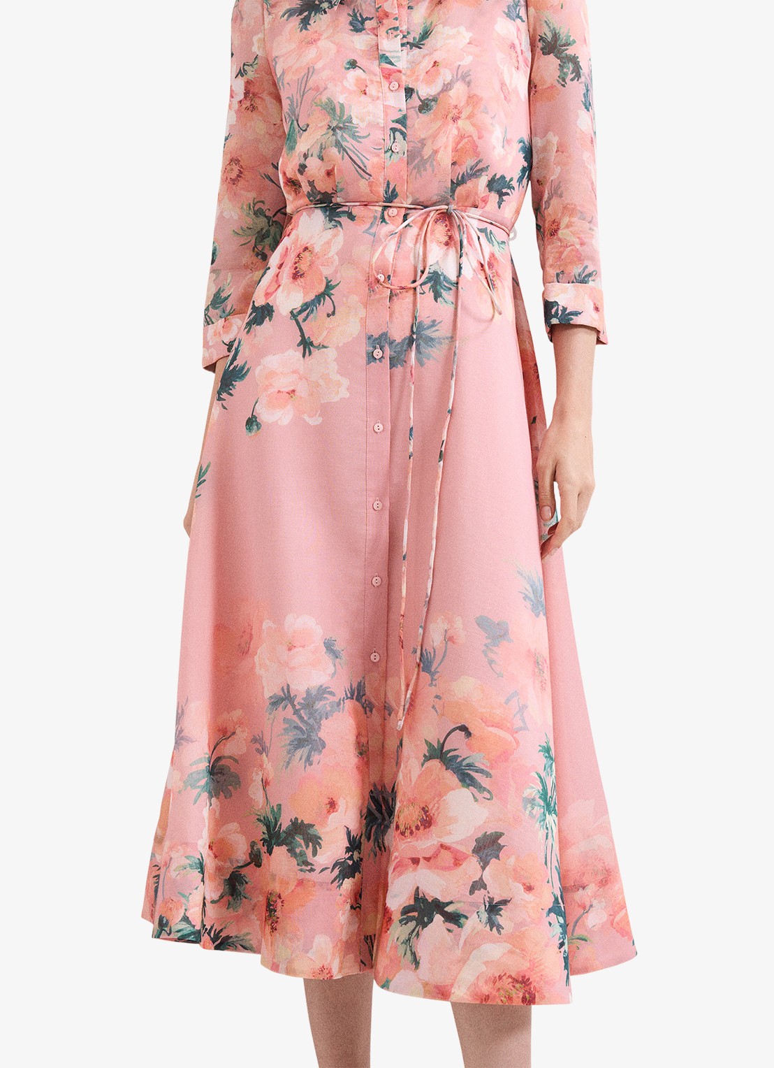 Phase Eight Anabella midi jurk met bloemenprint - detail 4 oudroze