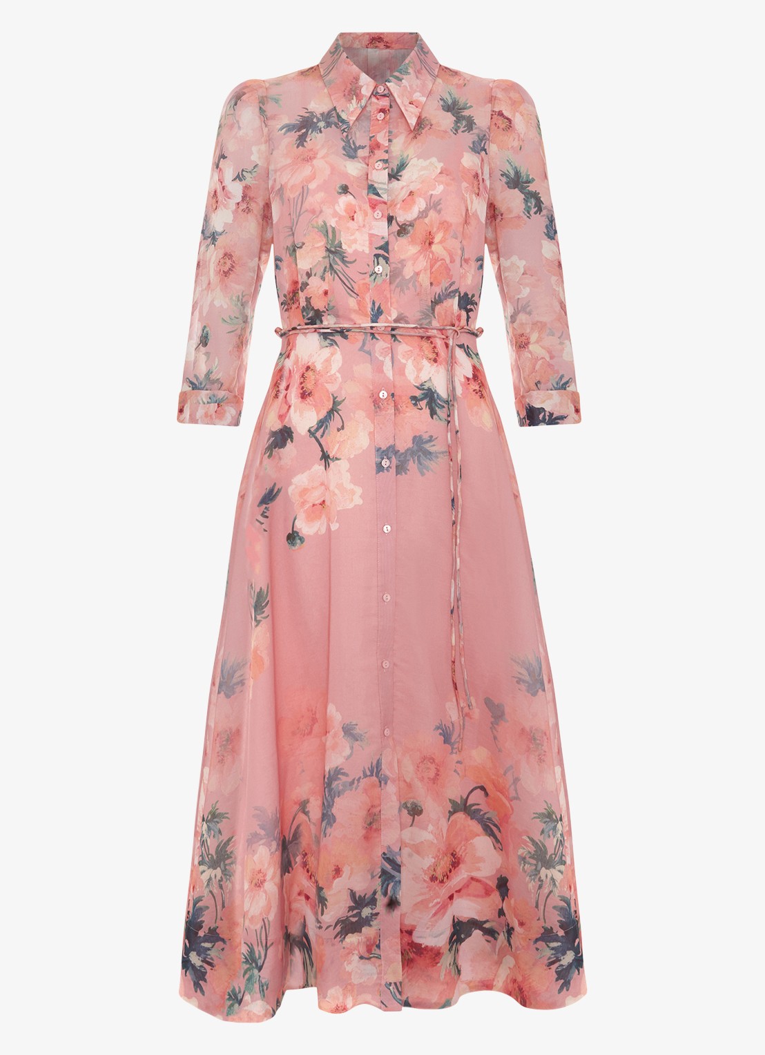 Phase Eight Anabella midi jurk met bloemenprint - voorkant 2 oudroze