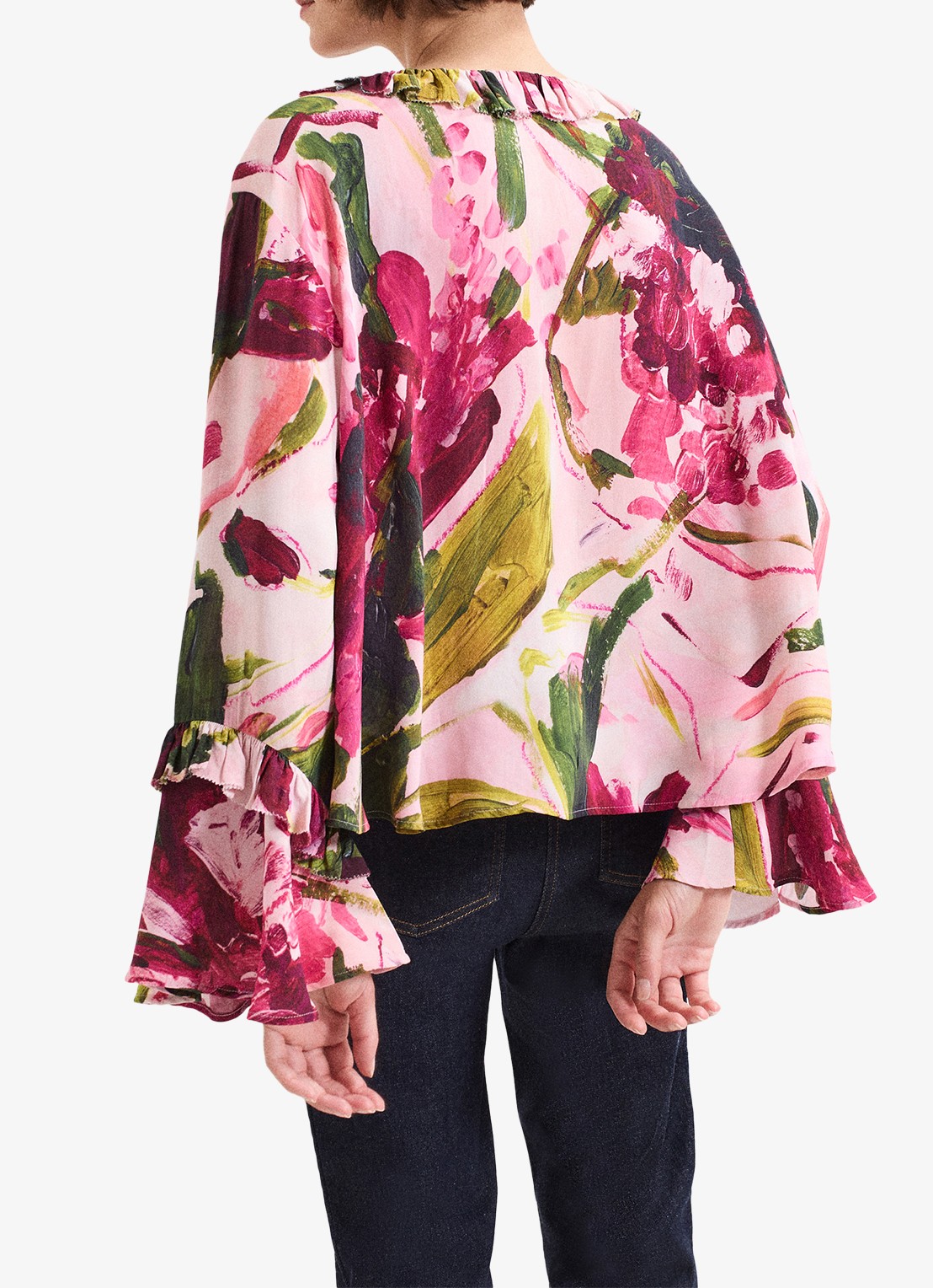 Phase Eight Andi blouse met bloemenprint - achterkant 3 roze