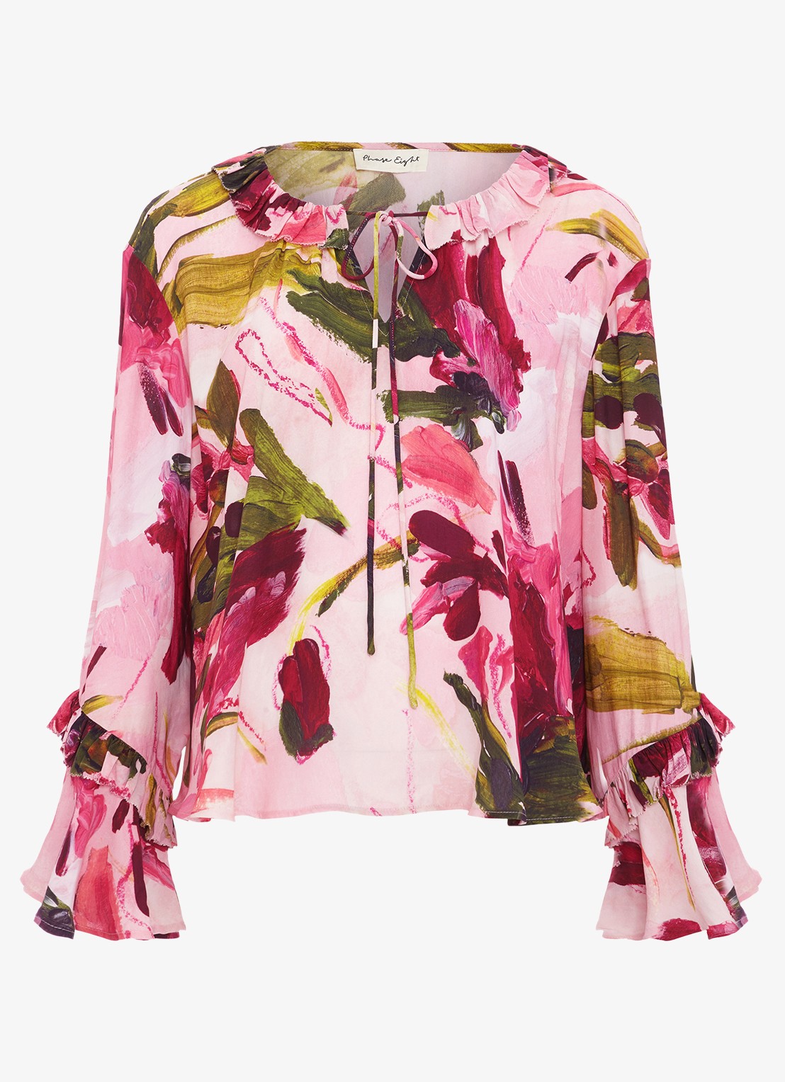 Phase Eight Andi blouse met bloemenprint - voorkant roze