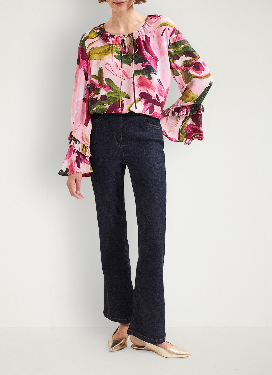 Phase Eight Andi blouse met bloemenprint - voorkant 2 roze