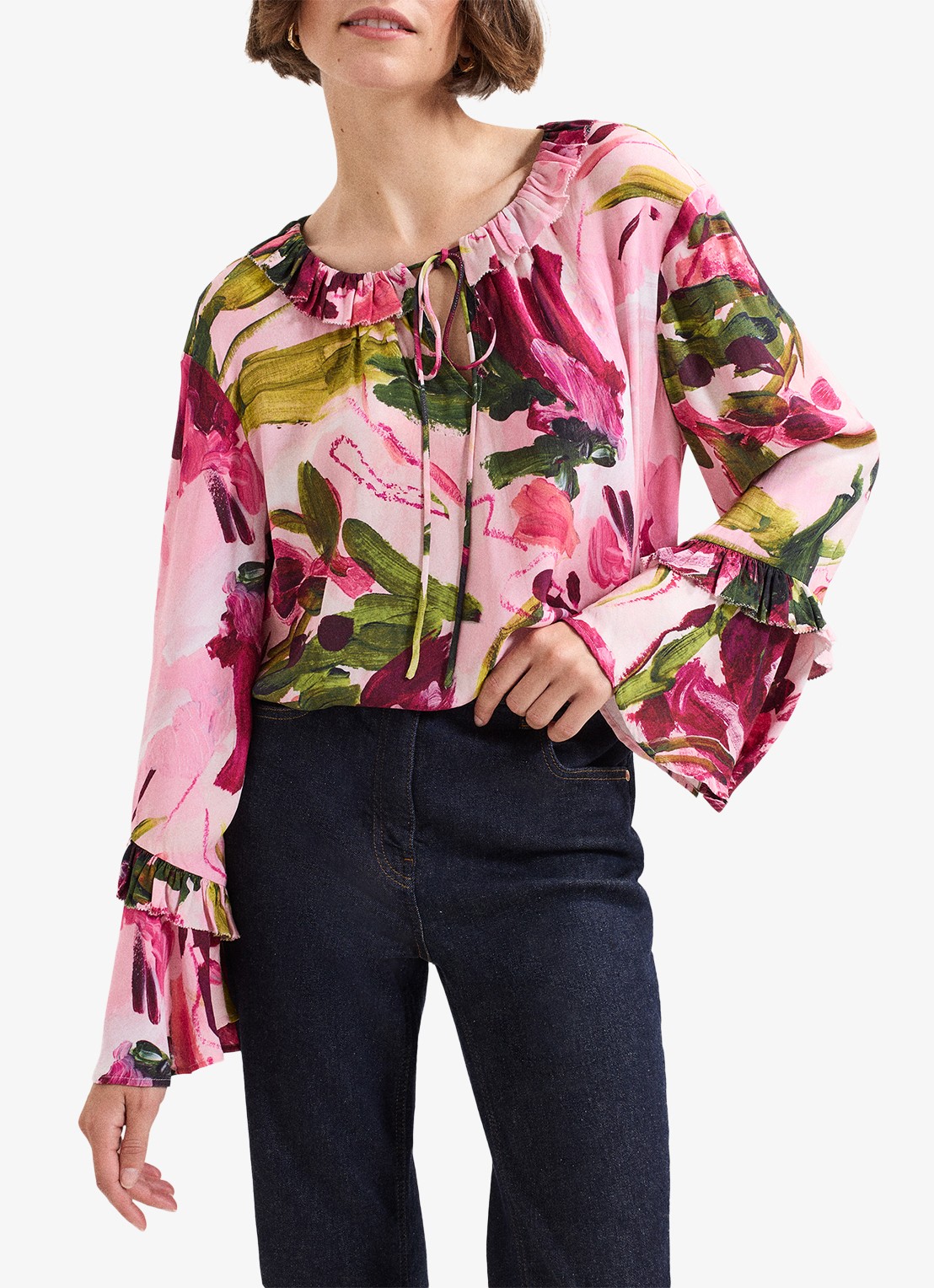 Phase Eight Andi blouse met bloemenprint - detail roze