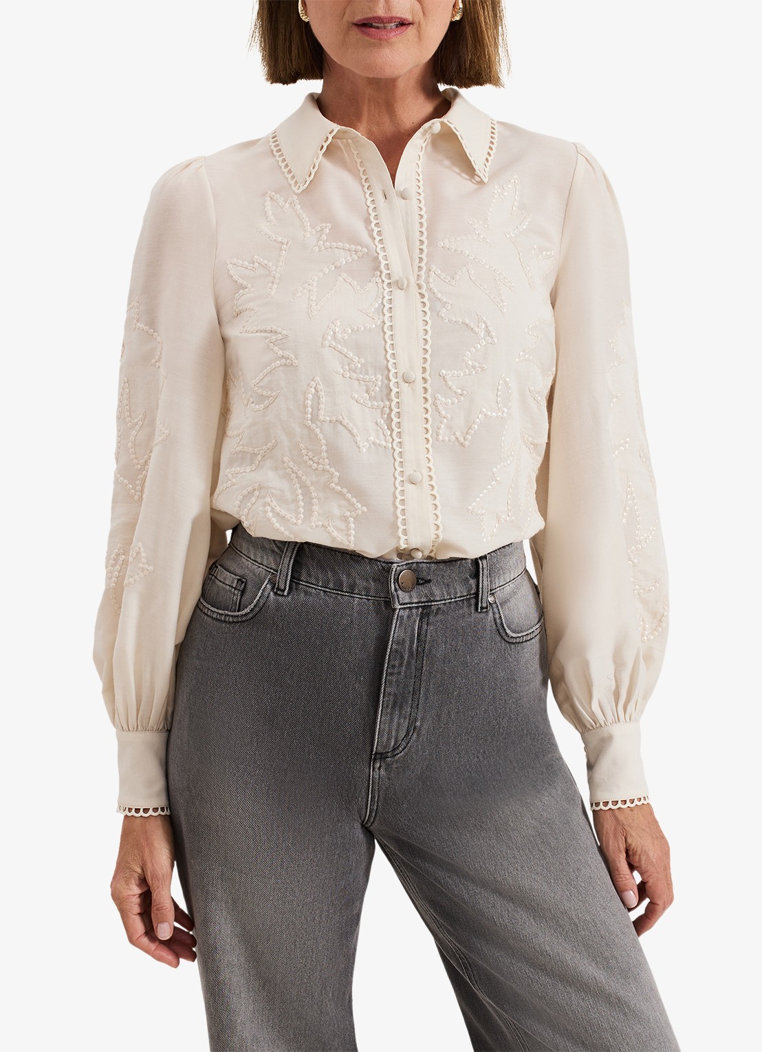 Phase Eight Aneira blouse met pailletten  - detail 4 gebroken wit