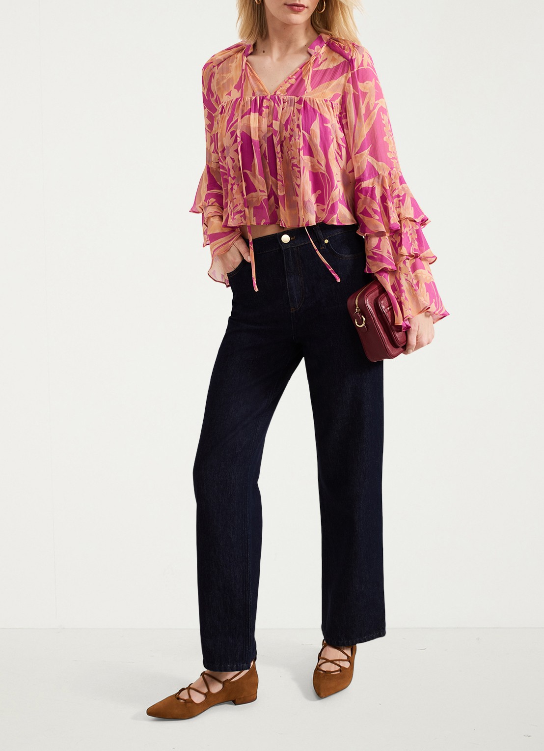 Phase Eight Annalisia crop top met volant - detail 7 paars