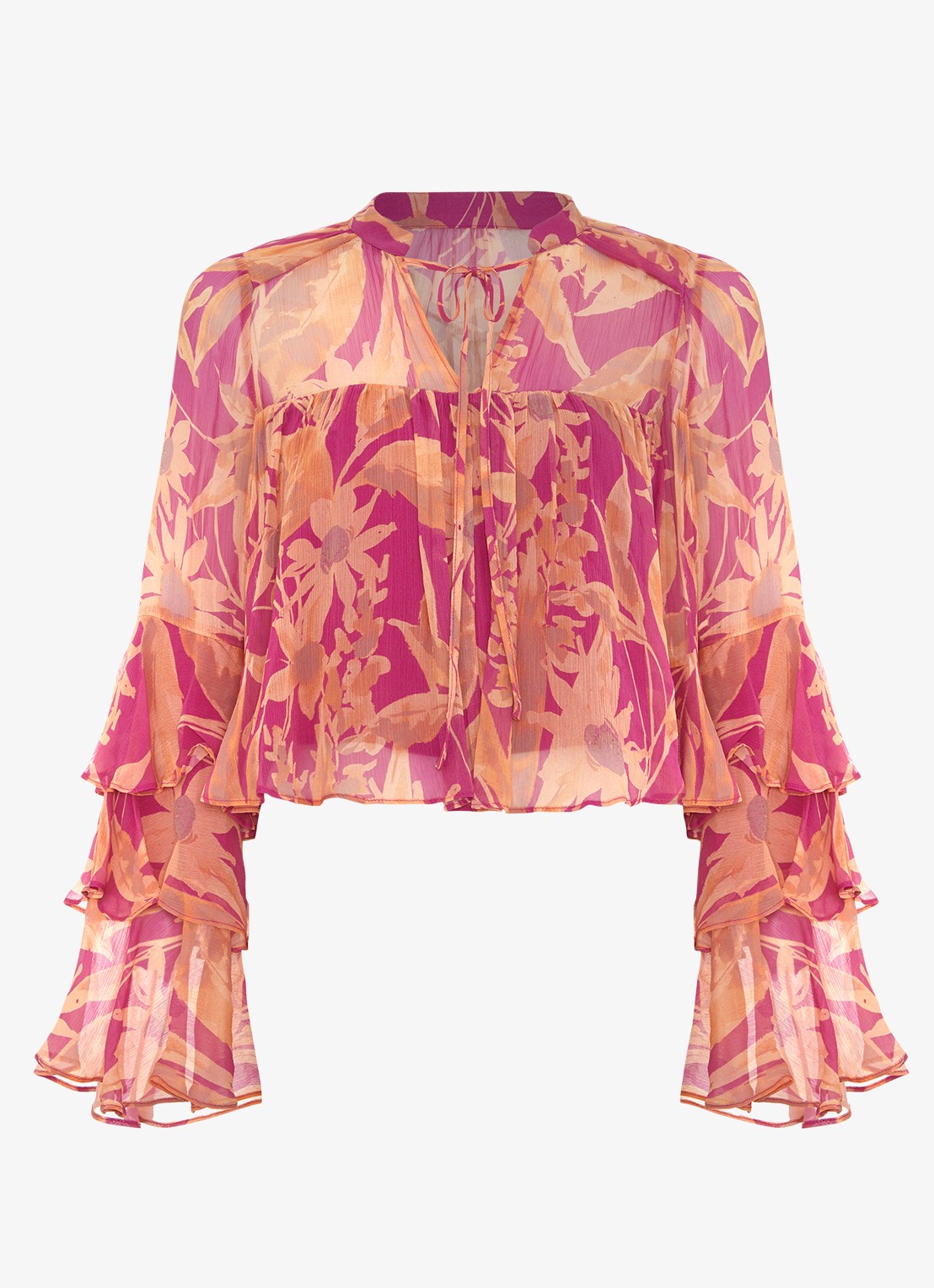 Phase Eight Annalisia crop top met volant - voorkant 2 paars