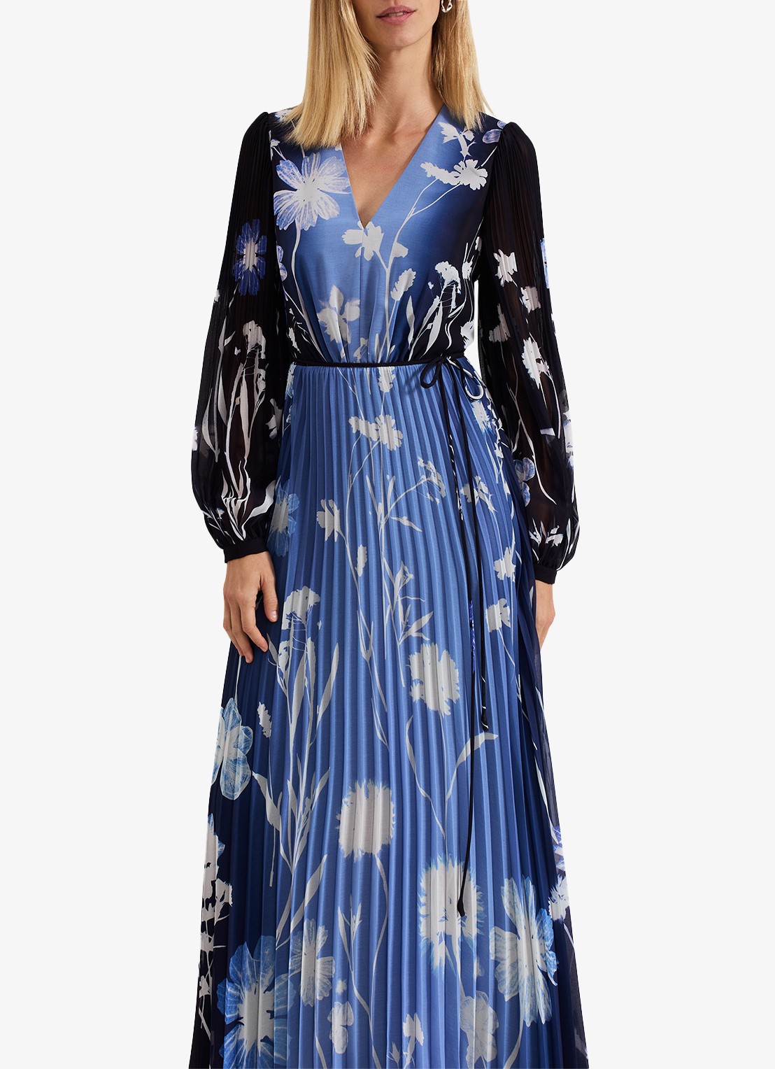 Phase Eight Annie maxi jurk met bloemenprint - detail 2 donkerblauw