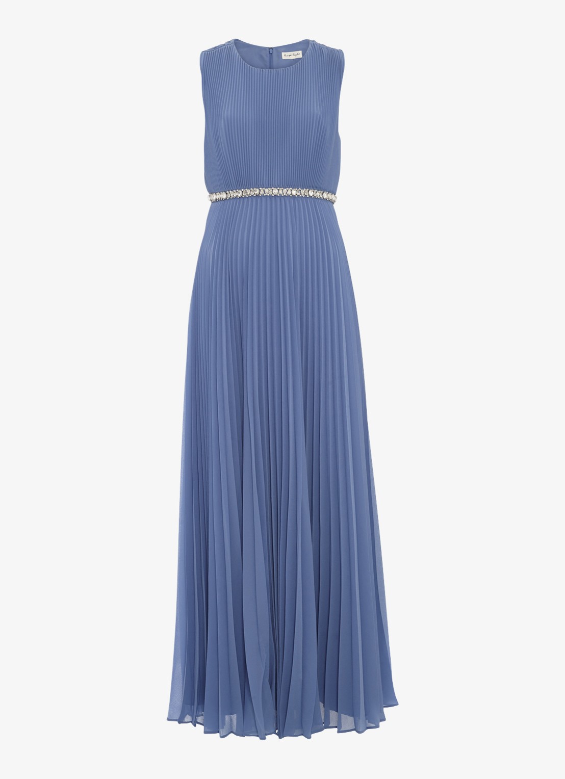 Phase Eight Anora midi jurk met plooien - voorkant 7 blauw