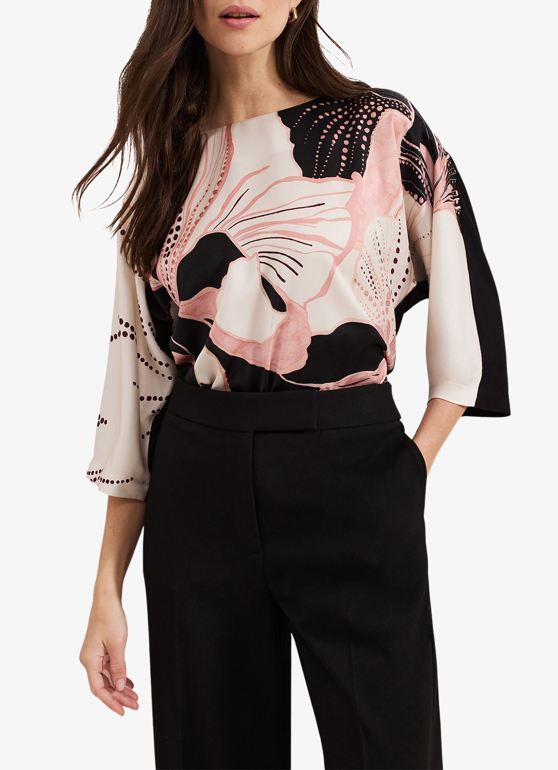 Phase Eight Antonia top met bloemenprint - detail zwart