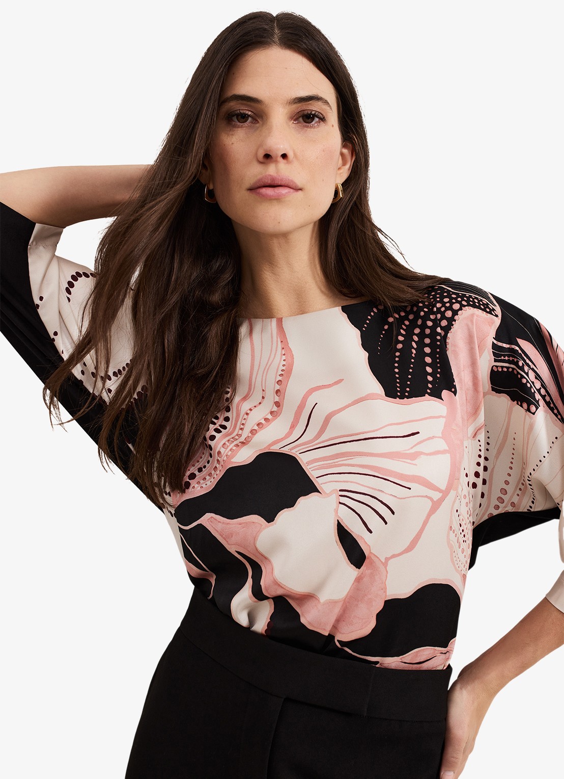 Phase Eight Antonia top met bloemenprint - detail 3 zwart