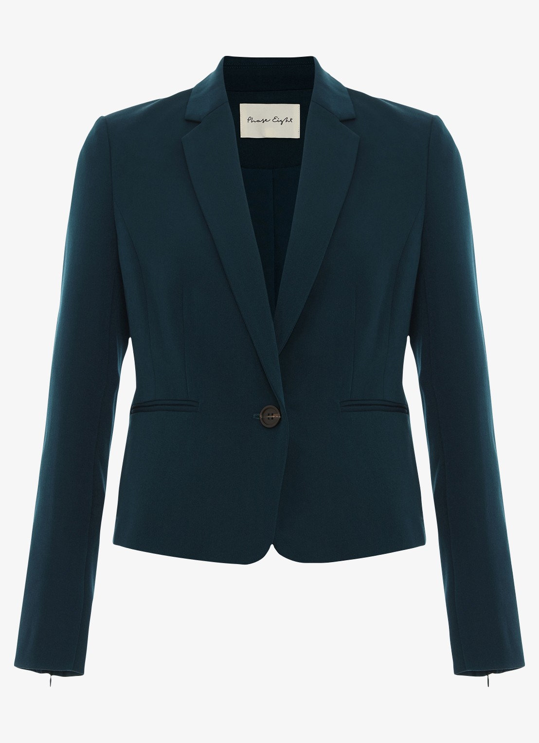 Phase Eight Arabella cropped blazer met paspelzakken - voorkant 2 groen