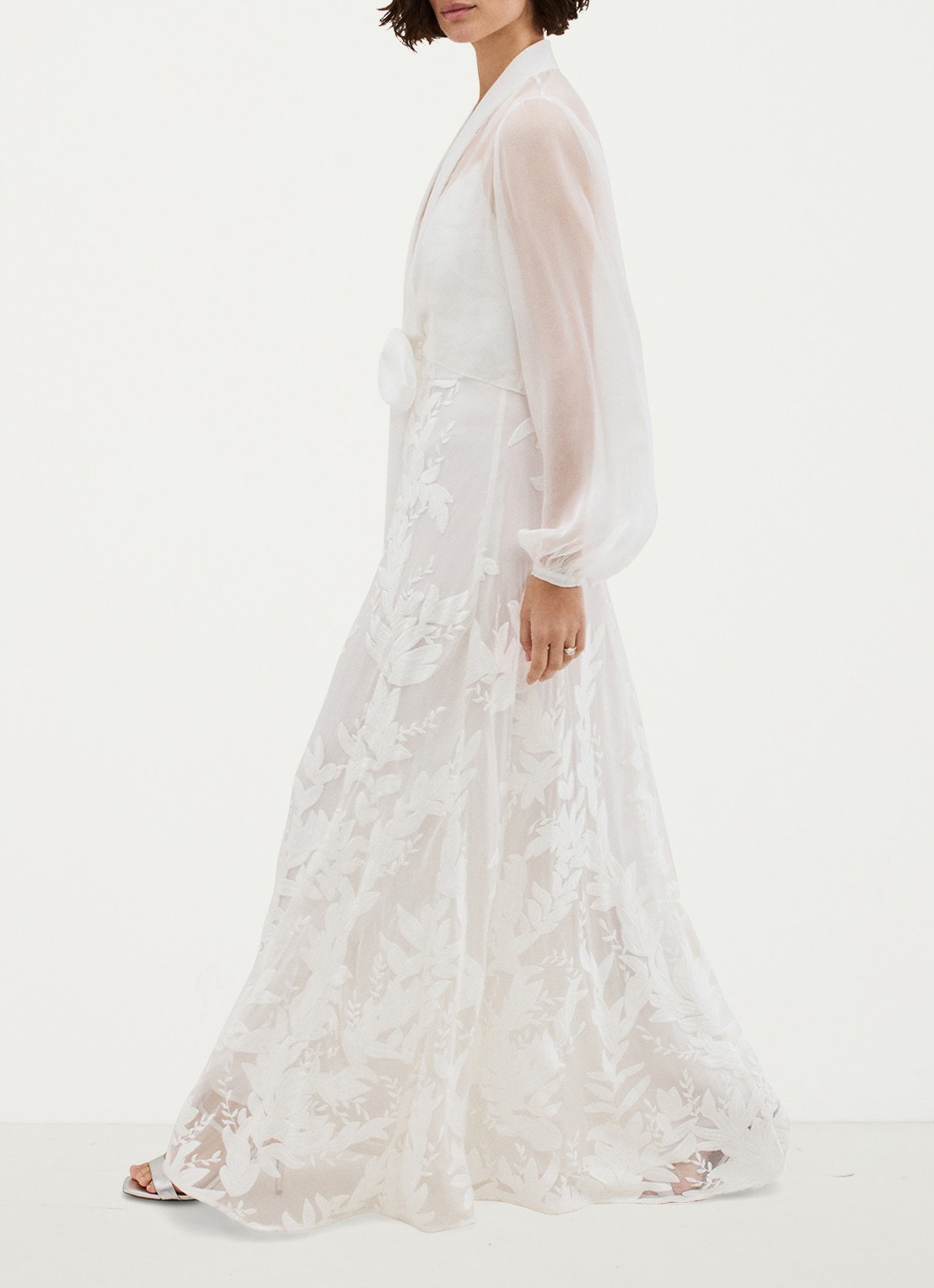 Phase Eight Arabella semi-transparant bolero van zijde - voorkant 8 gebroken wit