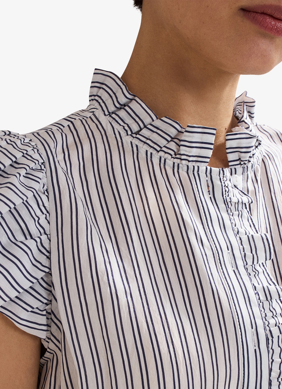 Phase Eight Ariana top met streepprint - detail 5 donkerblauw