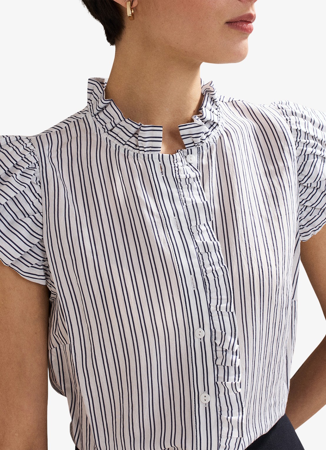 Phase Eight Ariana top met streepprint - detail 6 donkerblauw