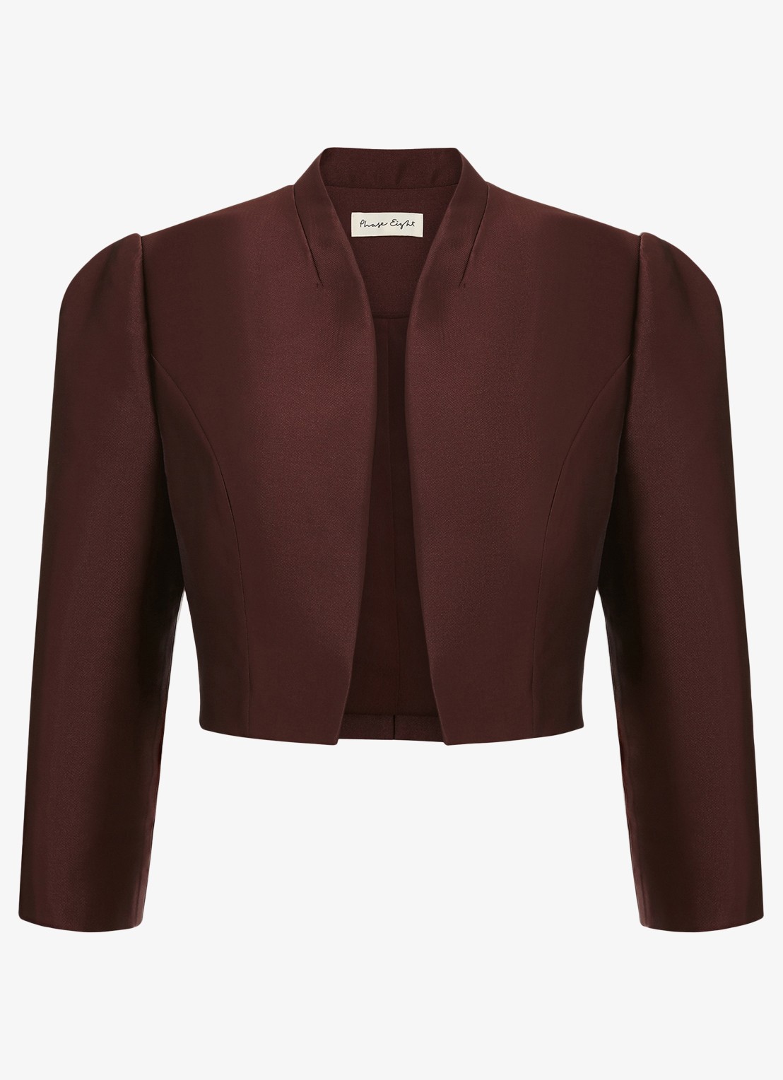 Phase Eight Ariel bolero van satijn - voorkant donkerbruin