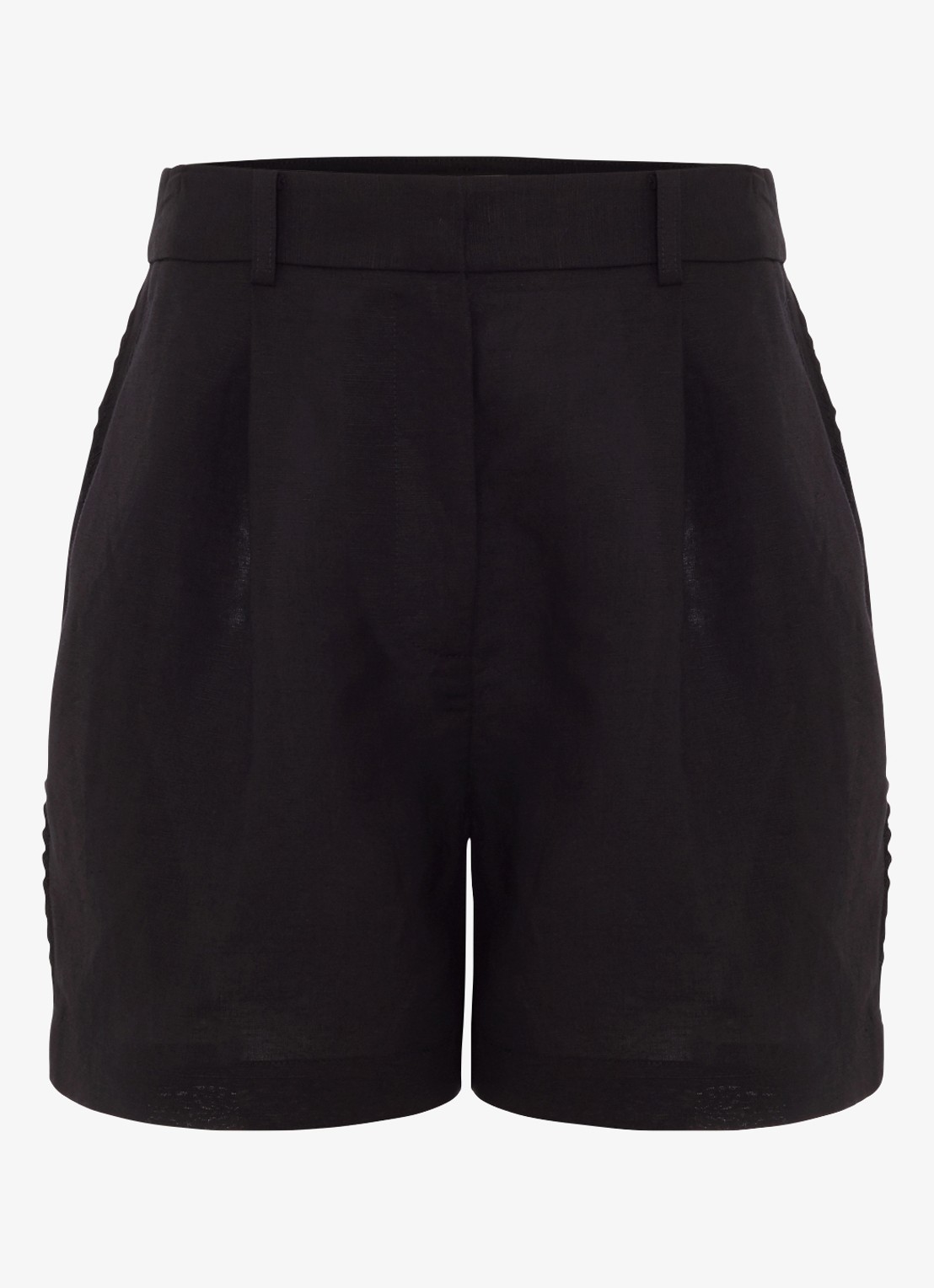 Phase Eight Arnie high waist loose fit korte broek in linnenblend - voorkant zwart