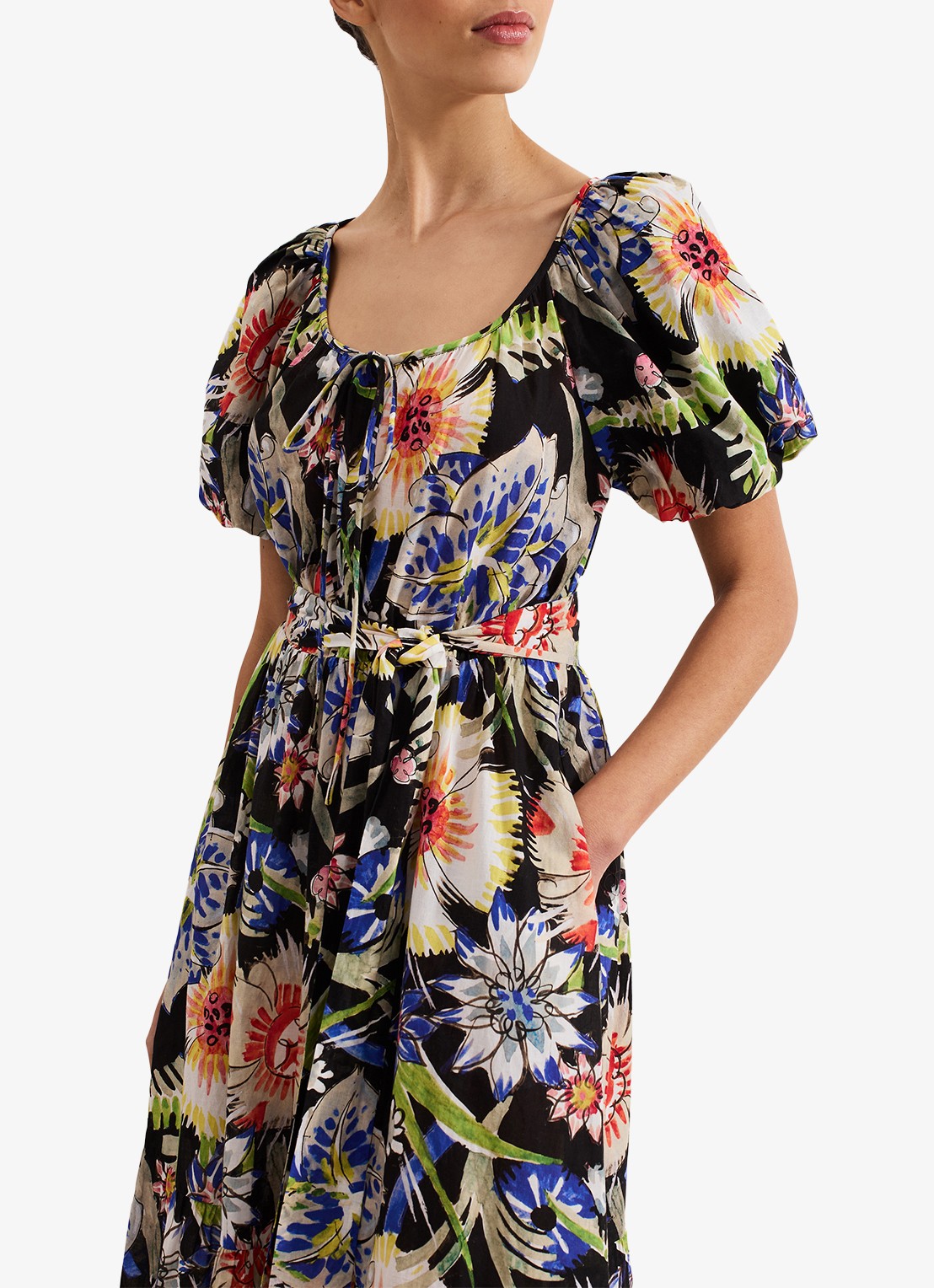 Phase Eight Asa Floral Dress - detail 6 zwart